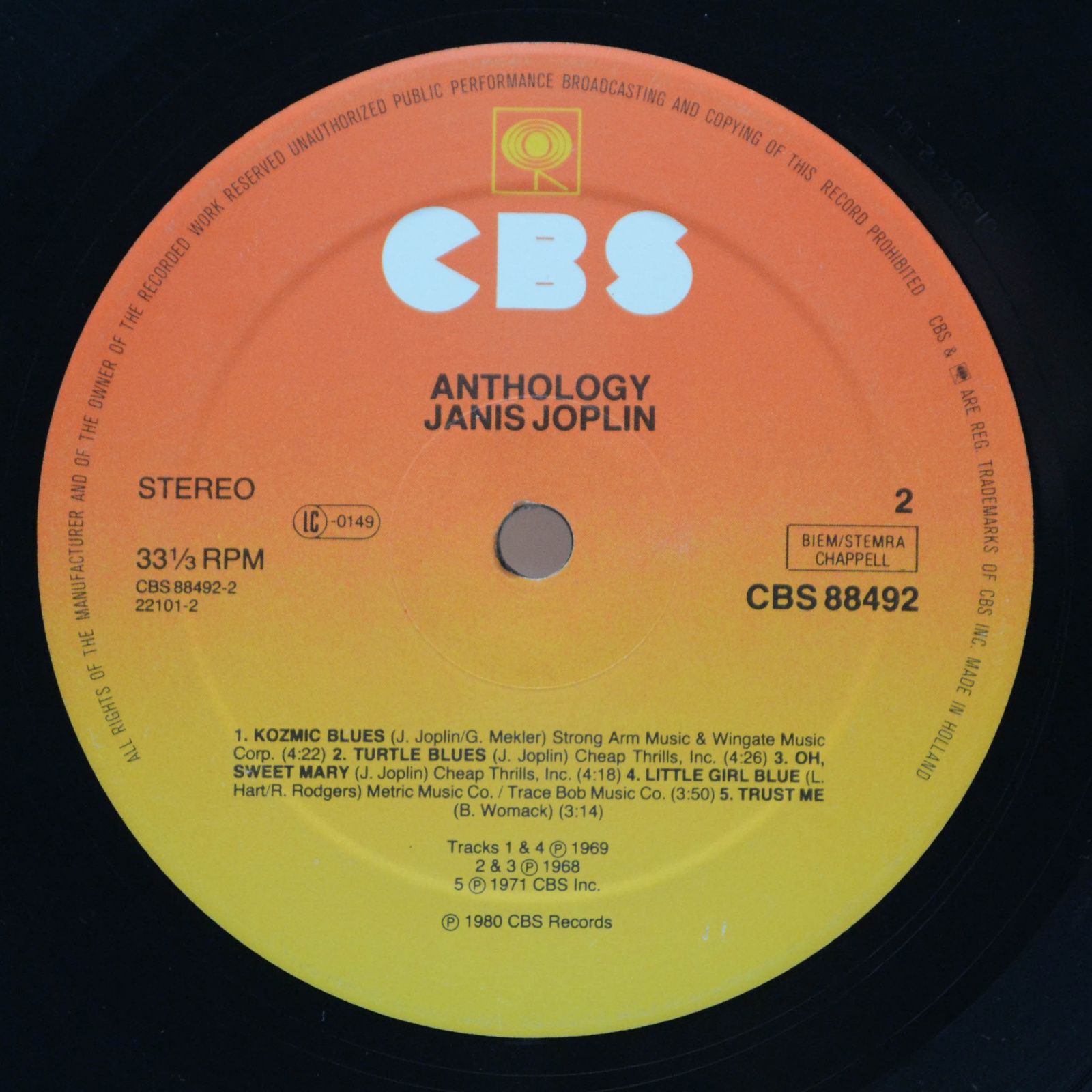Janis Joplin — Anthology (2LP), 1980