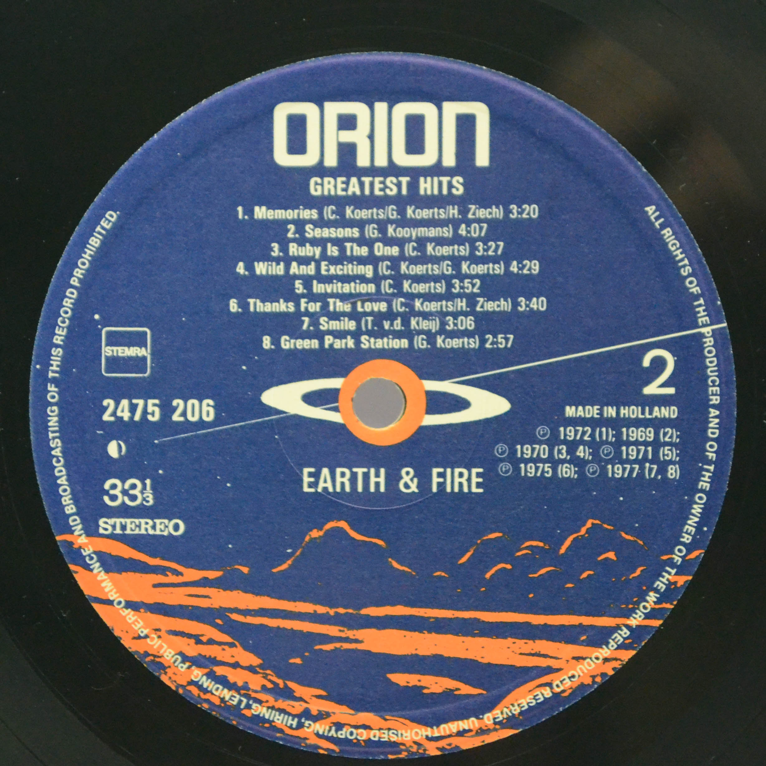 Виниловая пластинка Earth & Fire — Greatest Hits (Netherlands), 1980