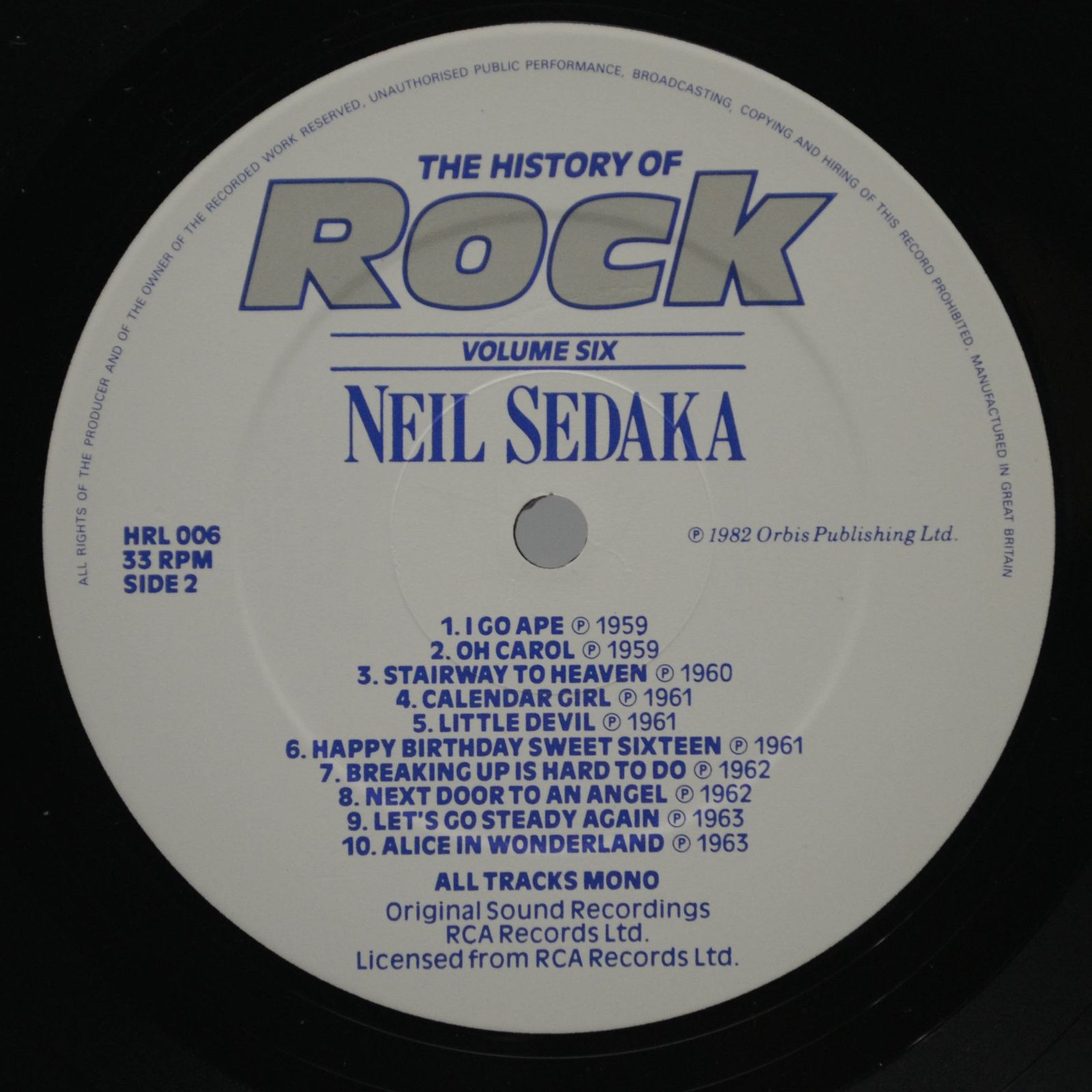 Del Shannon / Neil Sedaka / Paul Anka / Dion — The History Of Rock (Volume Six) (2LP, UK), 1982