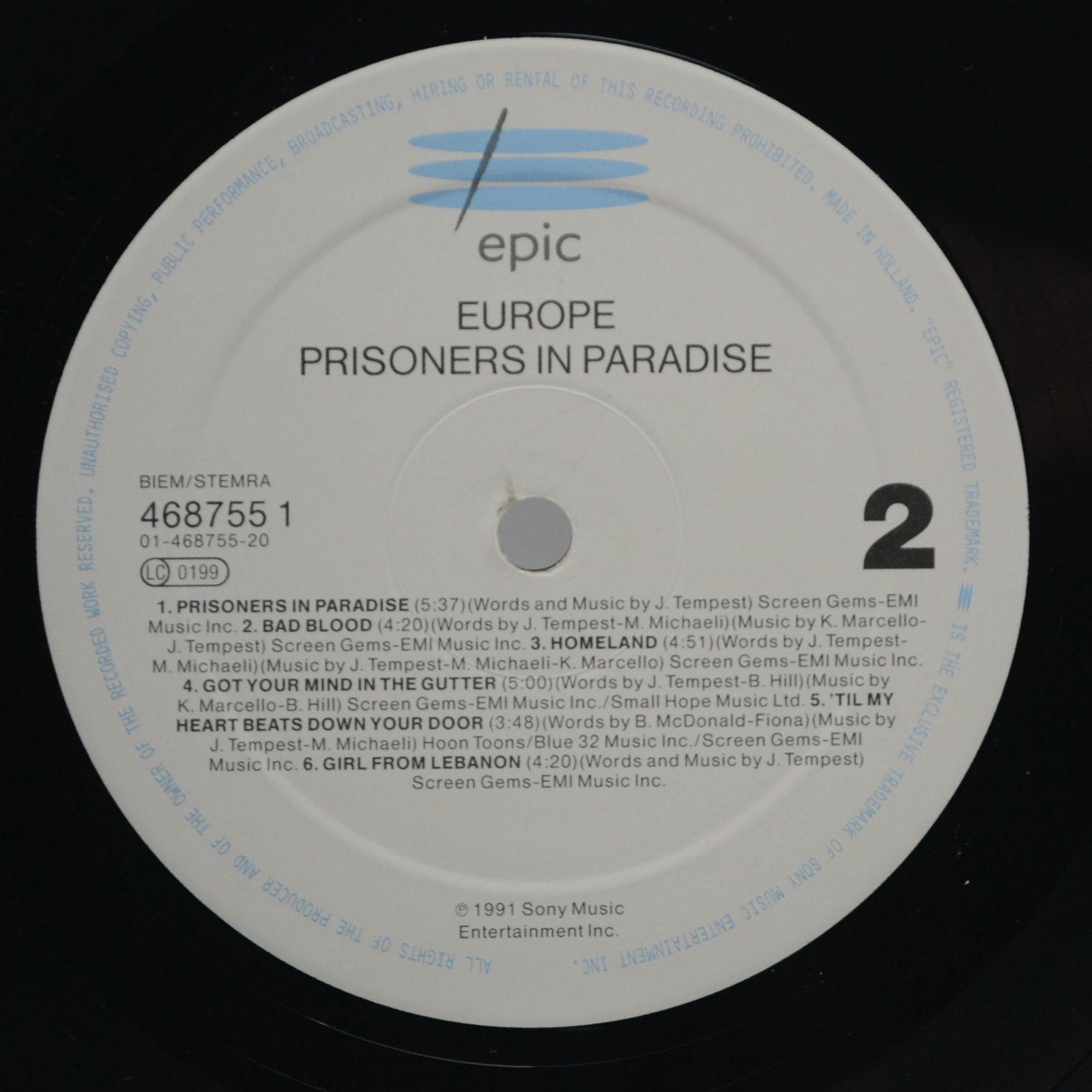 Europe — Prisoners In Paradise, 1991