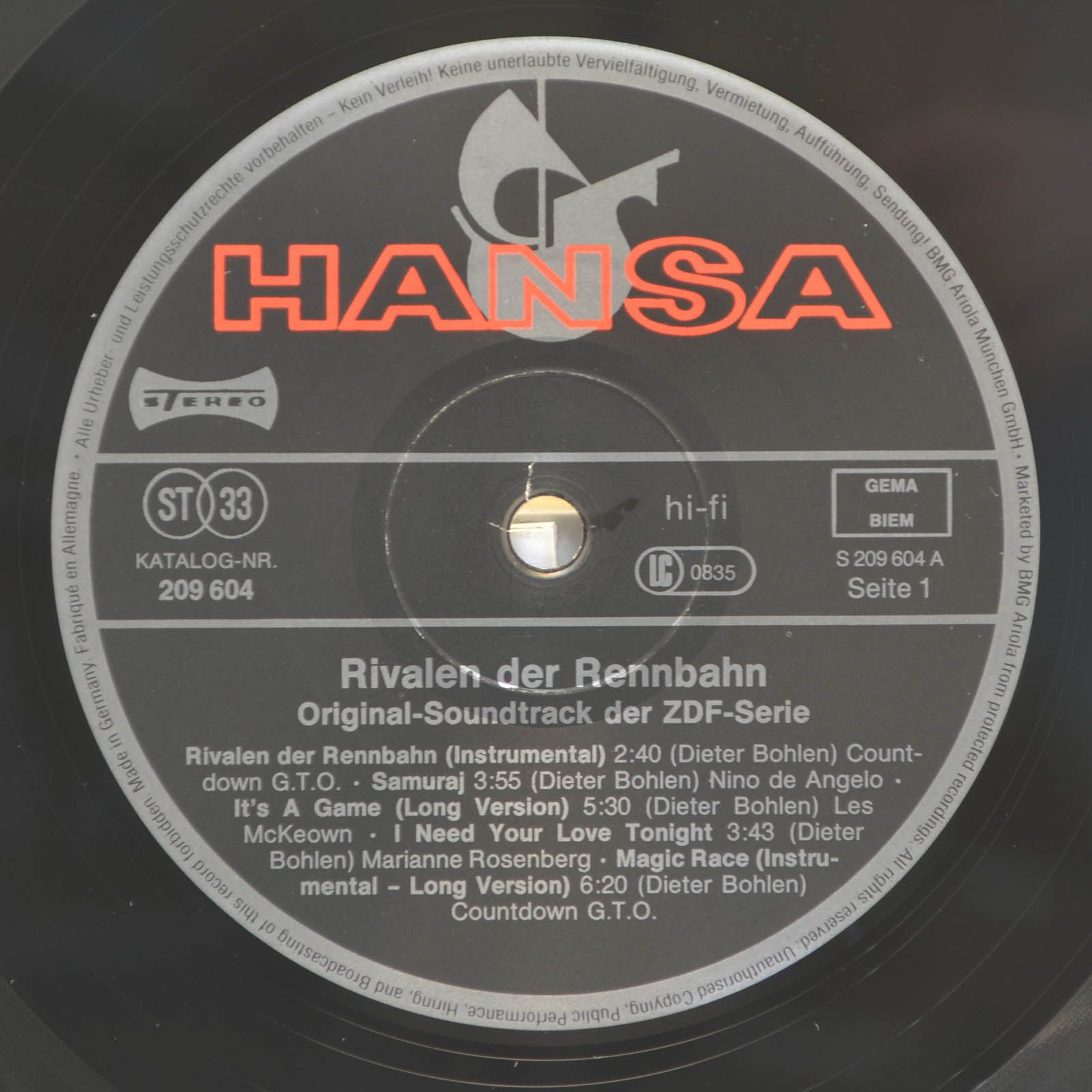 Various — Rivalen Der Rennbahn (Original-Soundtrack Der ZDF-Serie), 1989