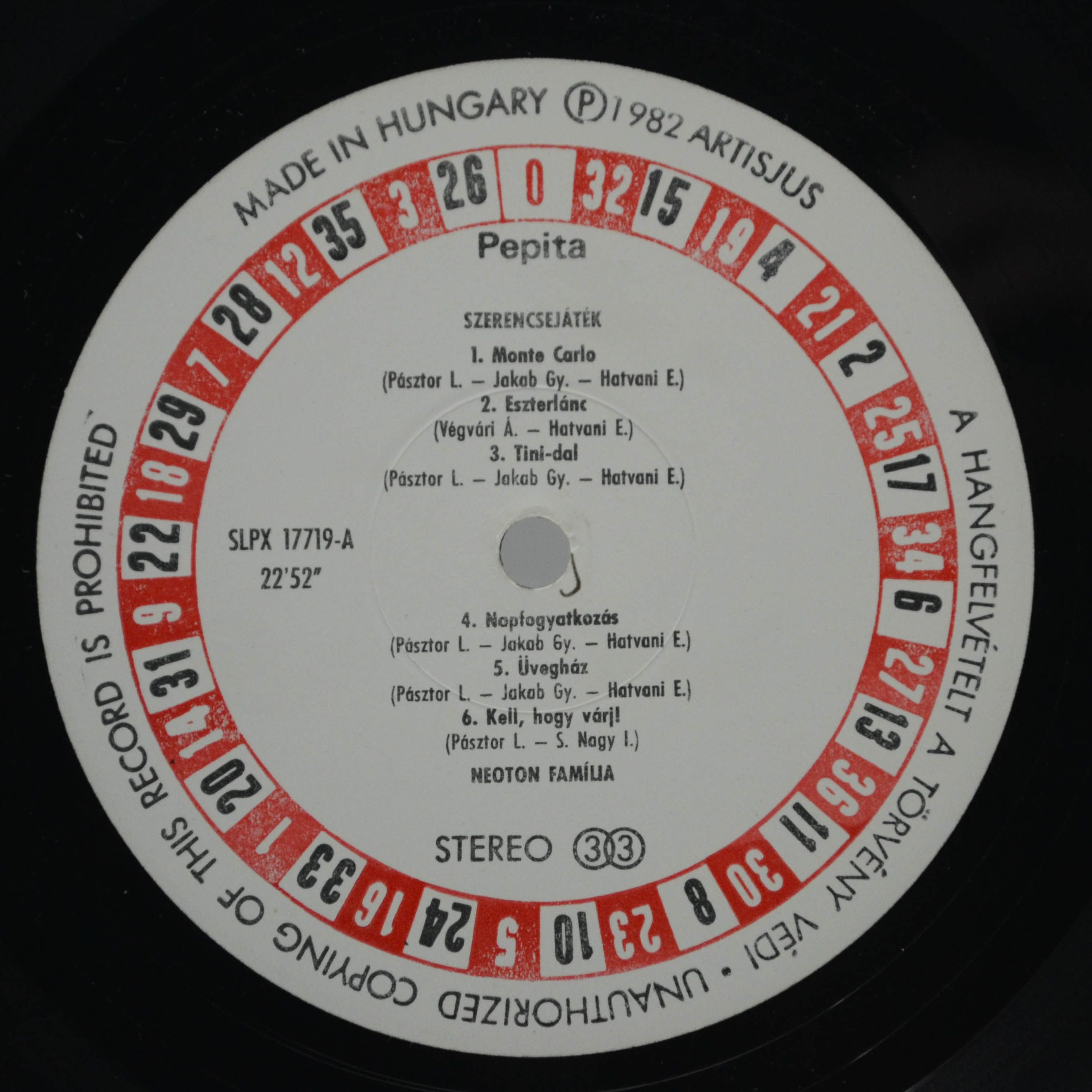 Neoton Familia — Szerencsejáték (1-st, Hungary), 1982