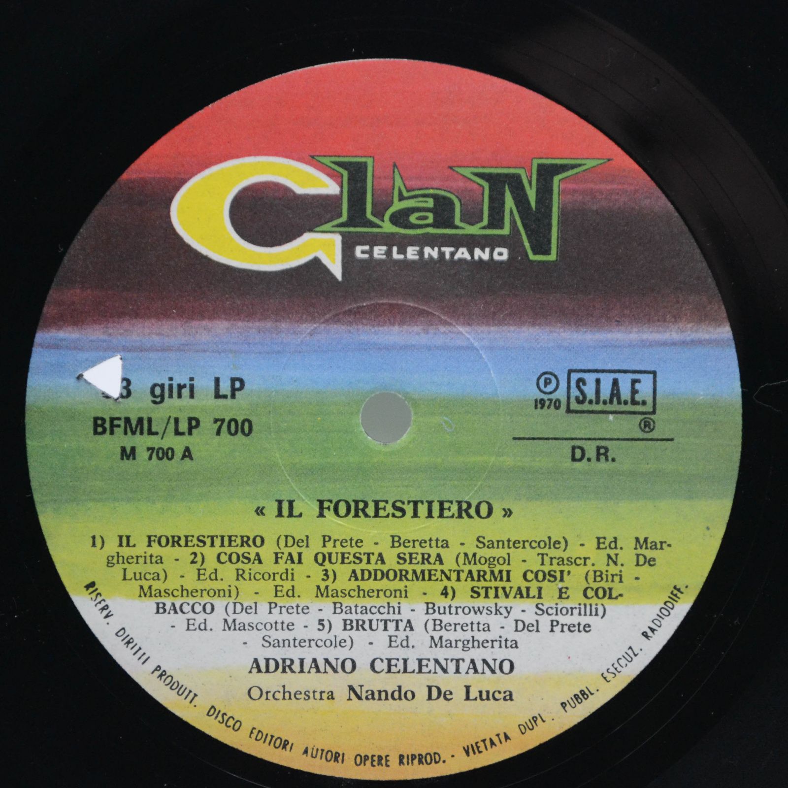 Adriano Celentano — Il Forestiero (1-st, Italy), 1970