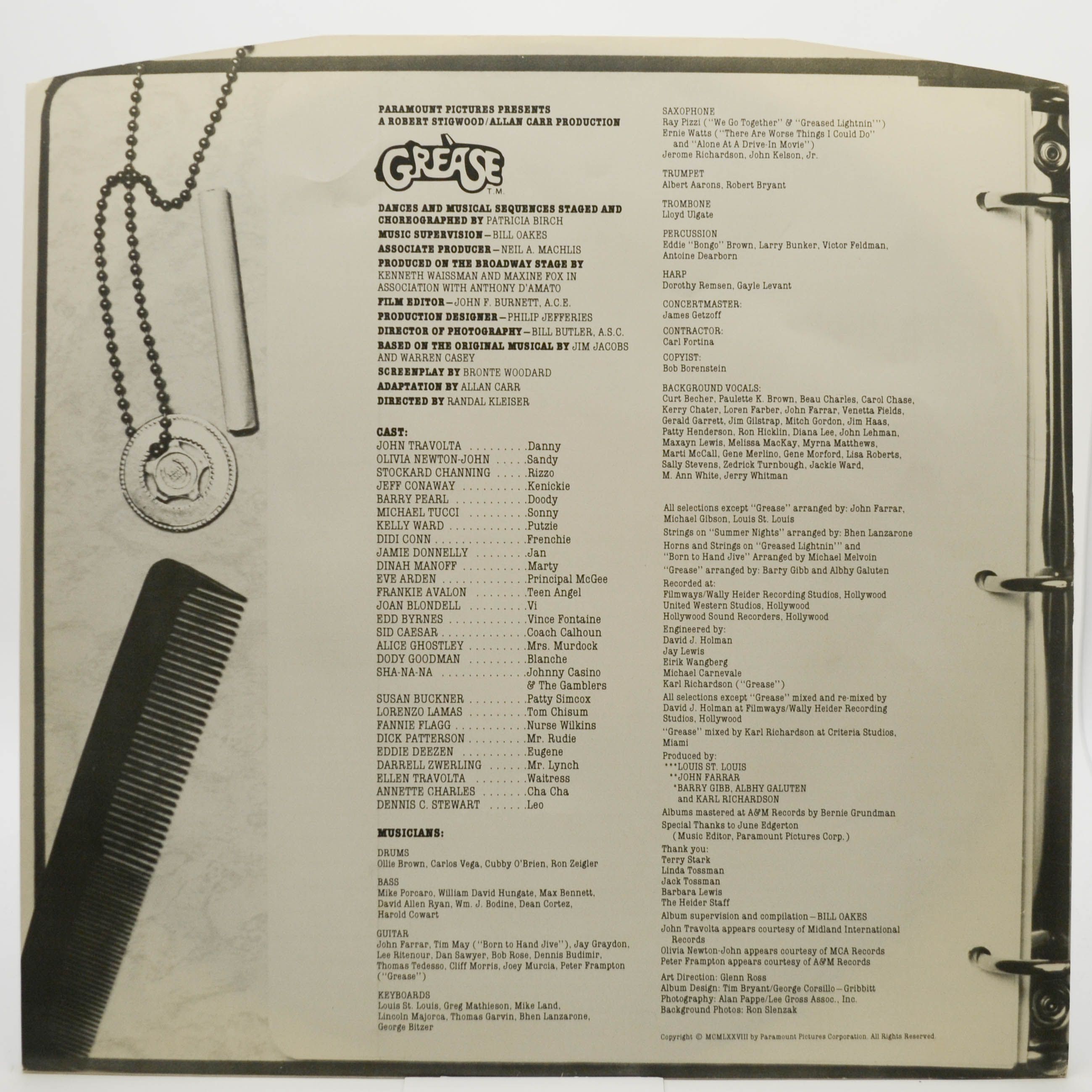 Various — Grease (The Original Soundtrack From The Motion Picture) (2LP, UK), 1978