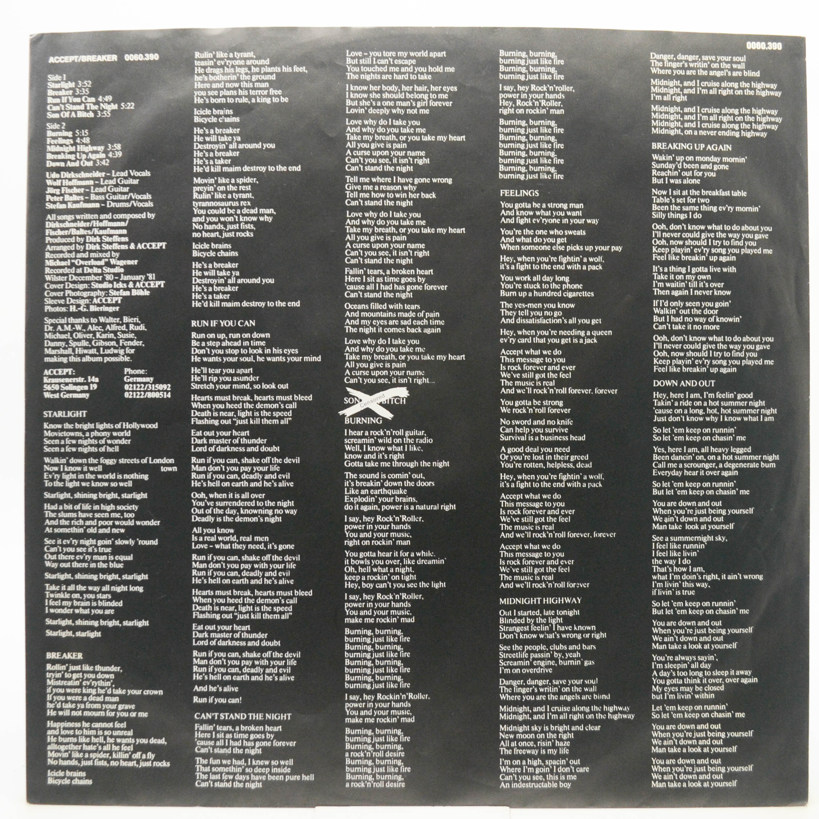 Accept — Breaker (1-st, Germany), 1981