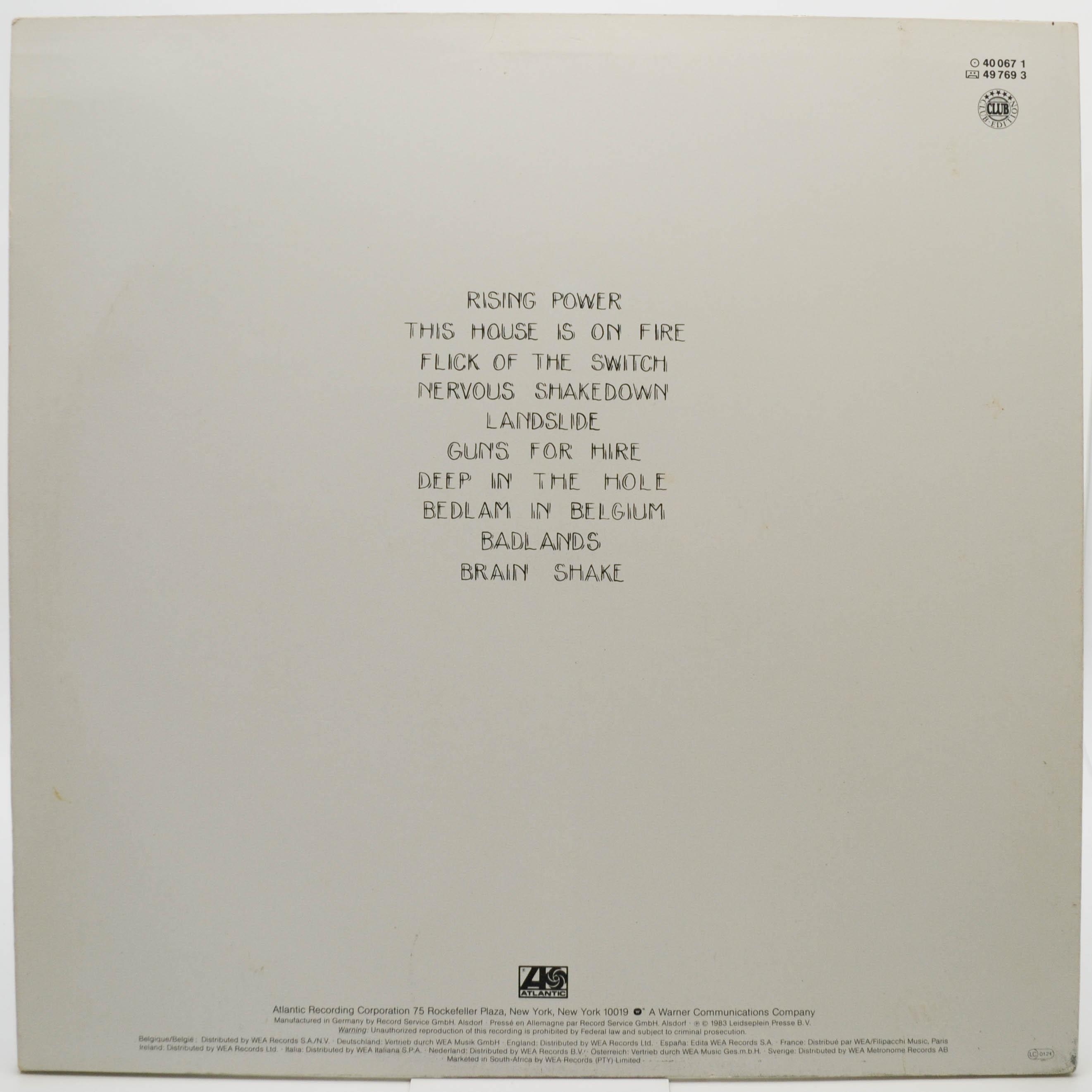 AC/DC — Flick Of The Switch, 1983