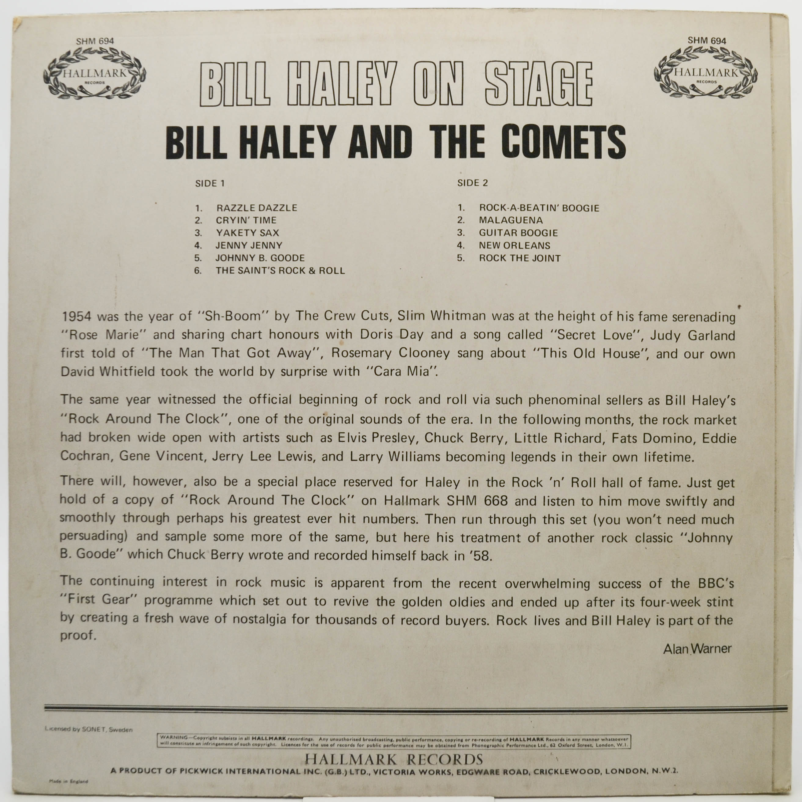 Bill Haley And The Comets — Bill Haley On Stage (UK), 1968