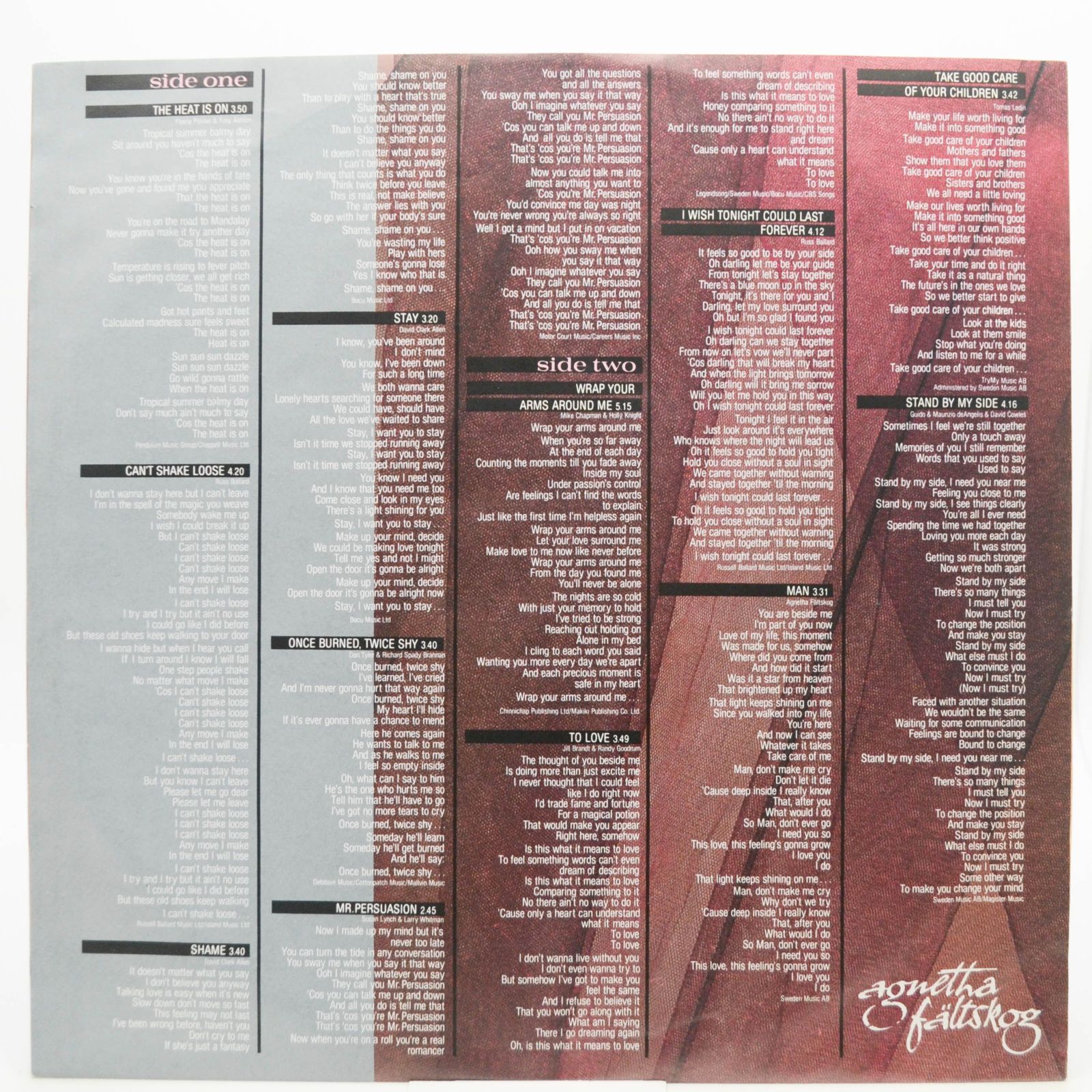 Agnetha Fältskog — Wrap Your Arms Around Me, 1983