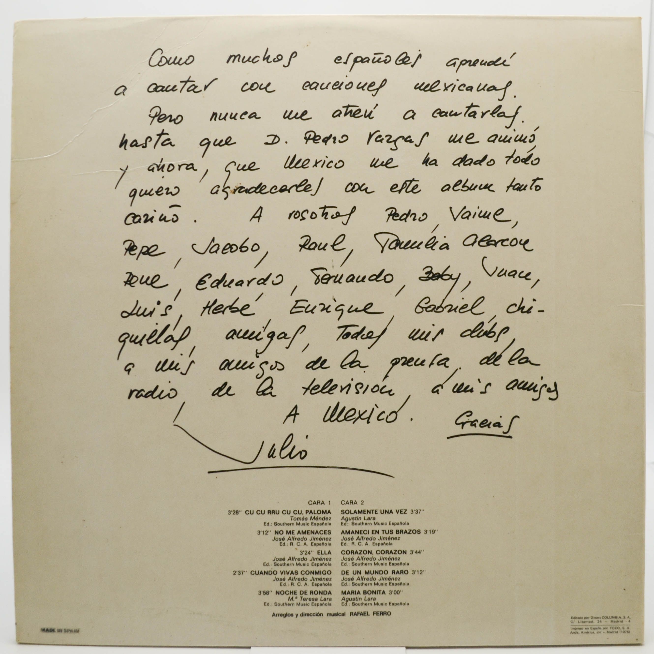 Julio Iglesias — A Mexico (1-st, Spain), 1975