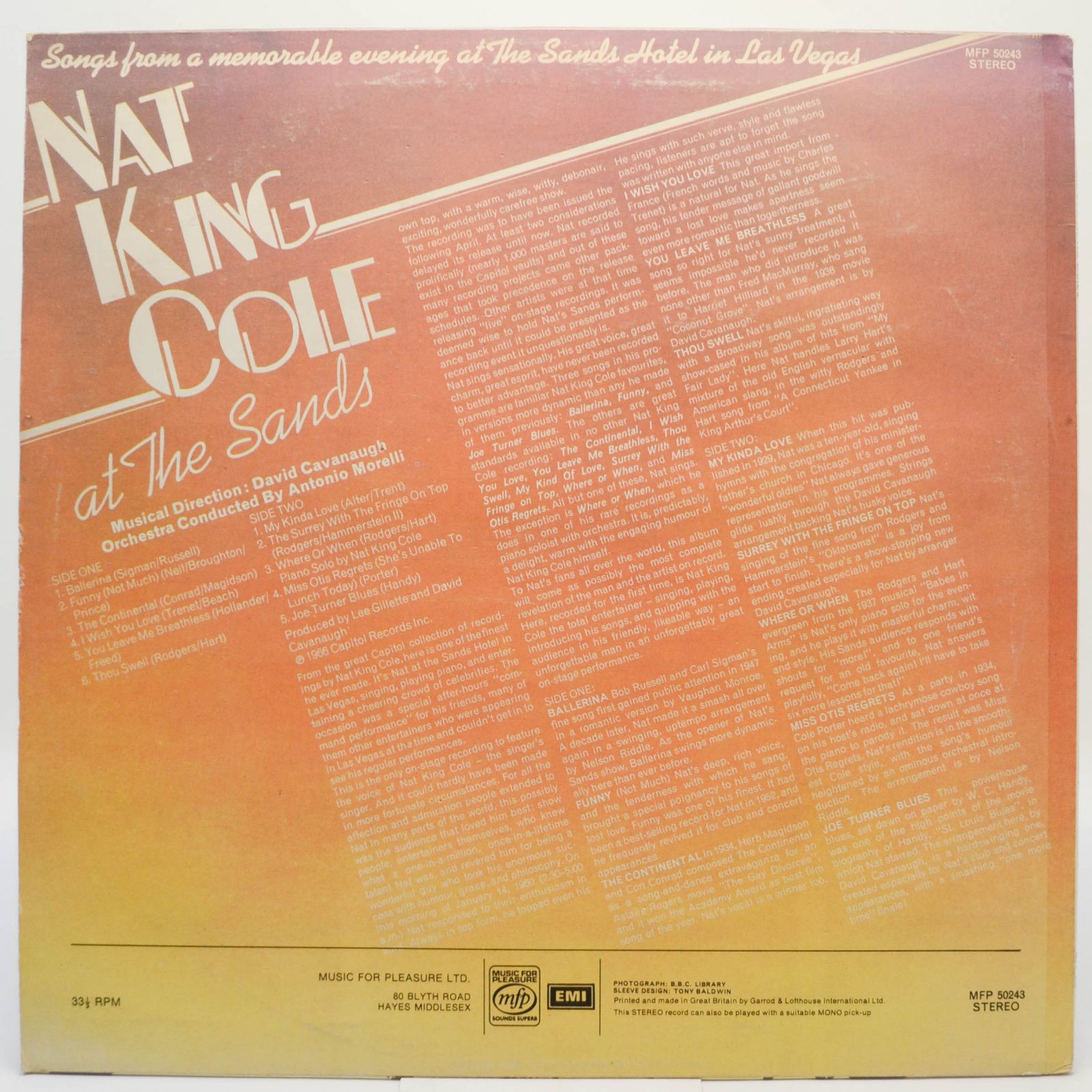 Nat King Cole — Nat King Cole At The Sands (UK), 1976