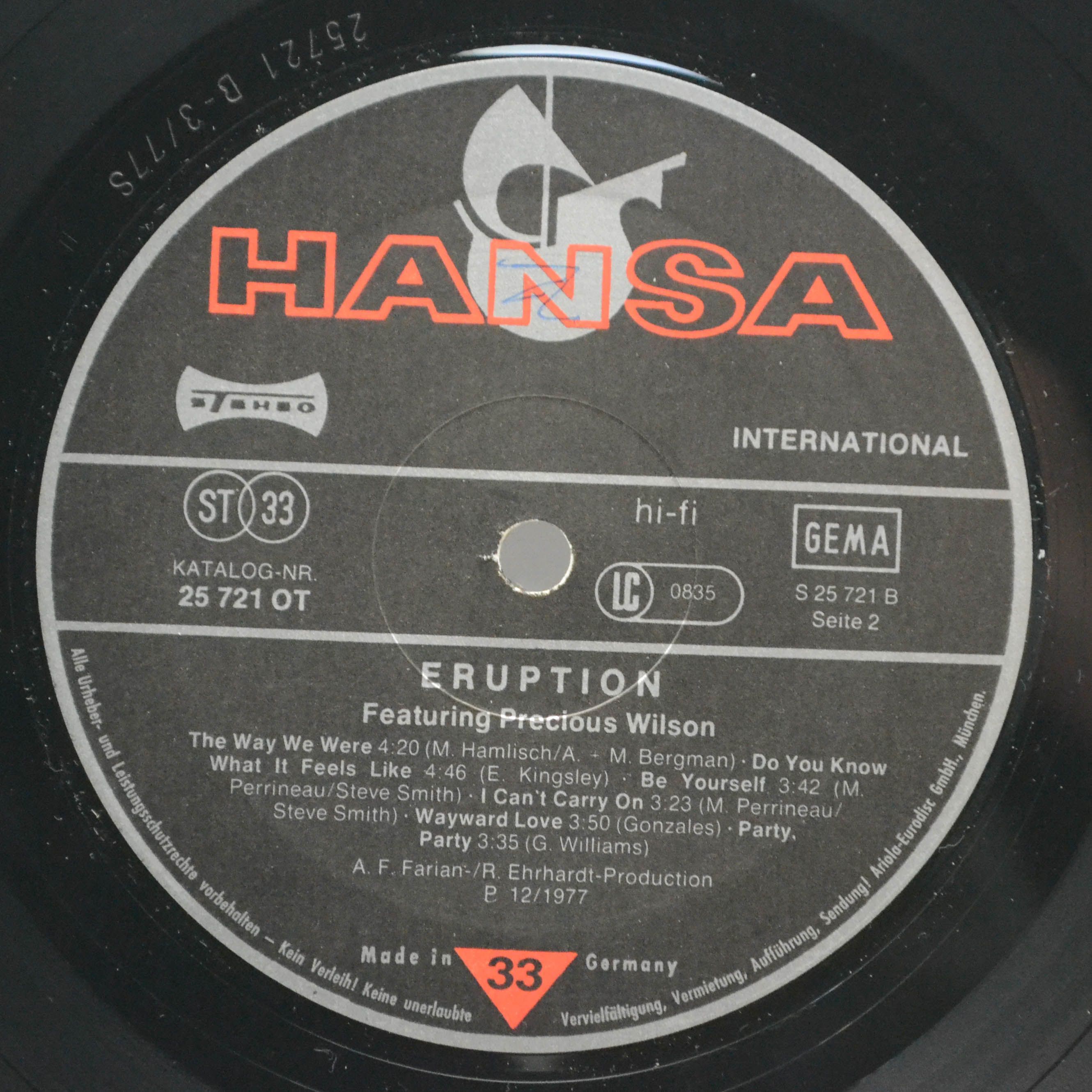 Eruption Featuring Precious Wilson — Eruption, 1977