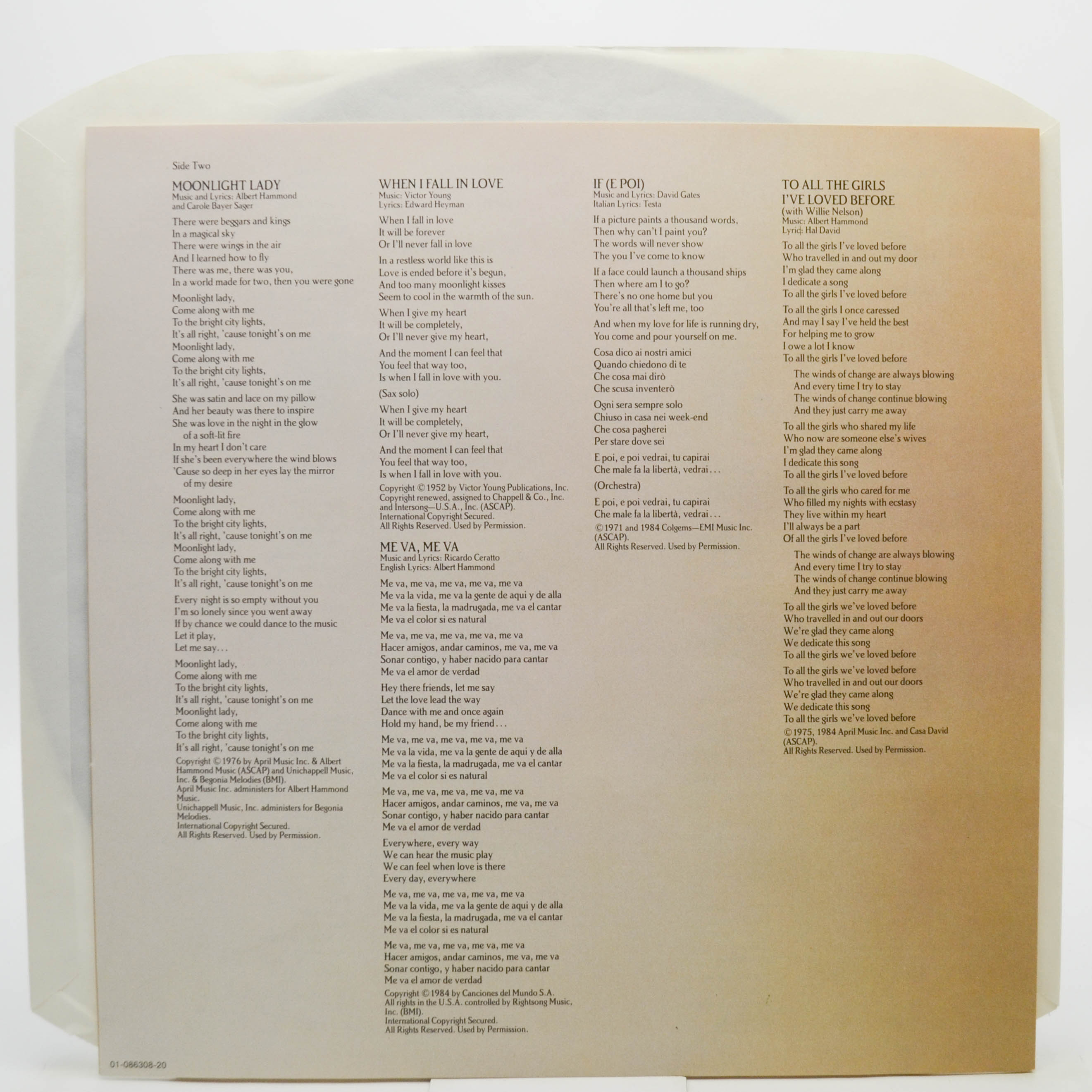 Julio Iglesias — 1100 Bel Air Place, 1984