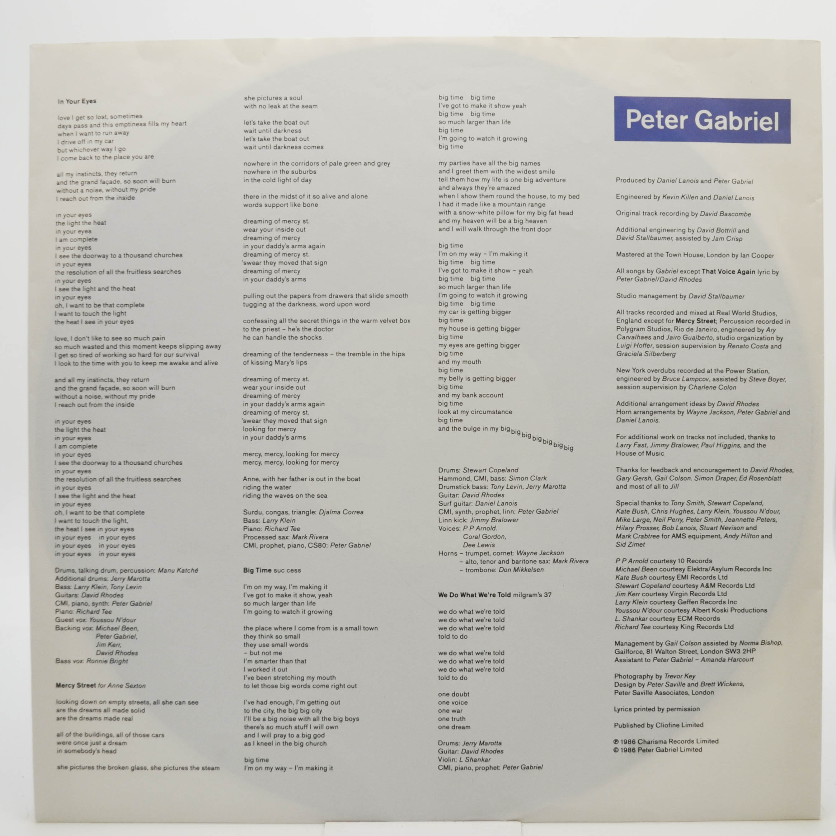 Peter Gabriel — So, 1986