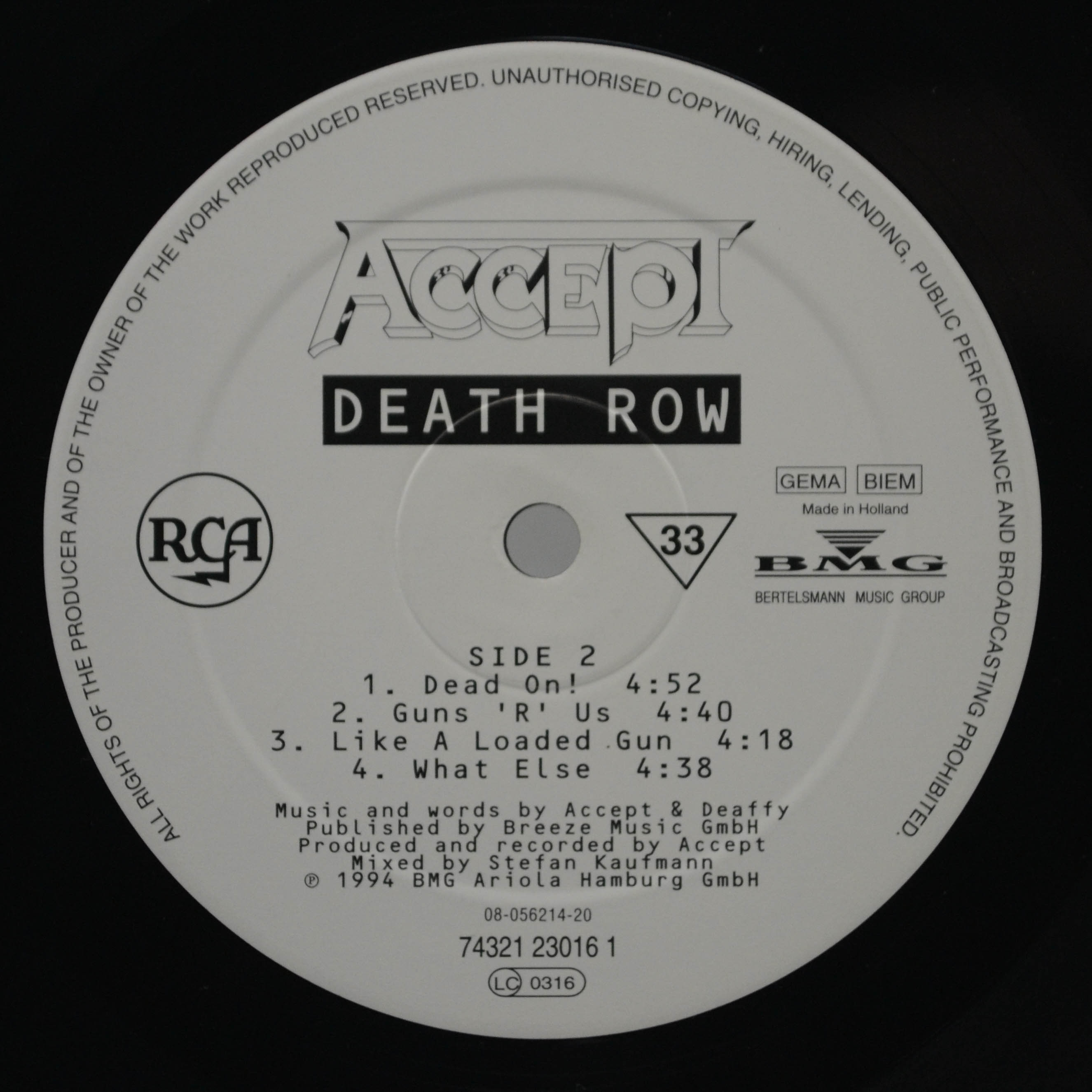 Accept — Death Row (2LP), 1994