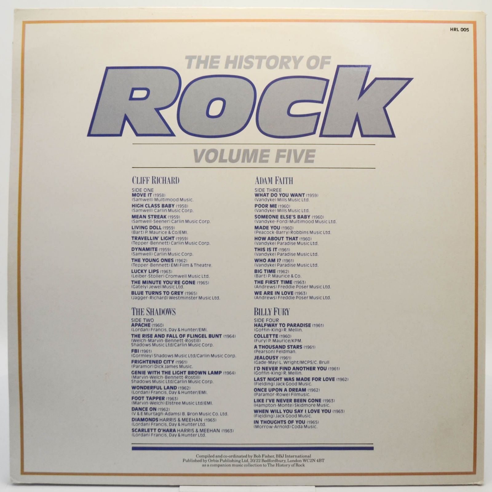Cliff Richard / The Shadows / Adam Faith / Billy Fury — The History Of Rock (Volume Five) (2LP, UK), 1982