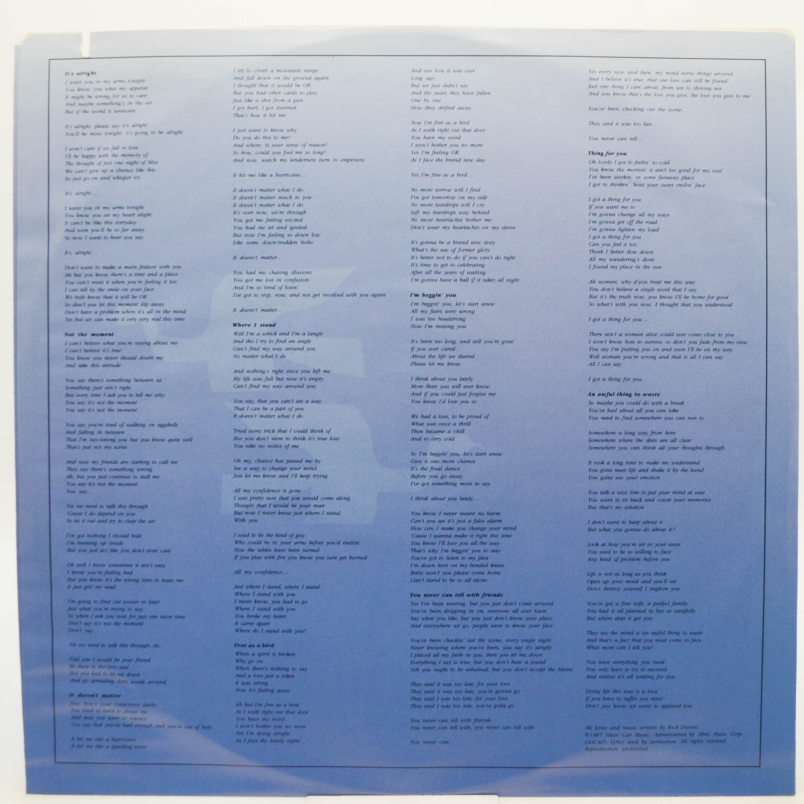 Supertramp — Free As A Bird, 1987