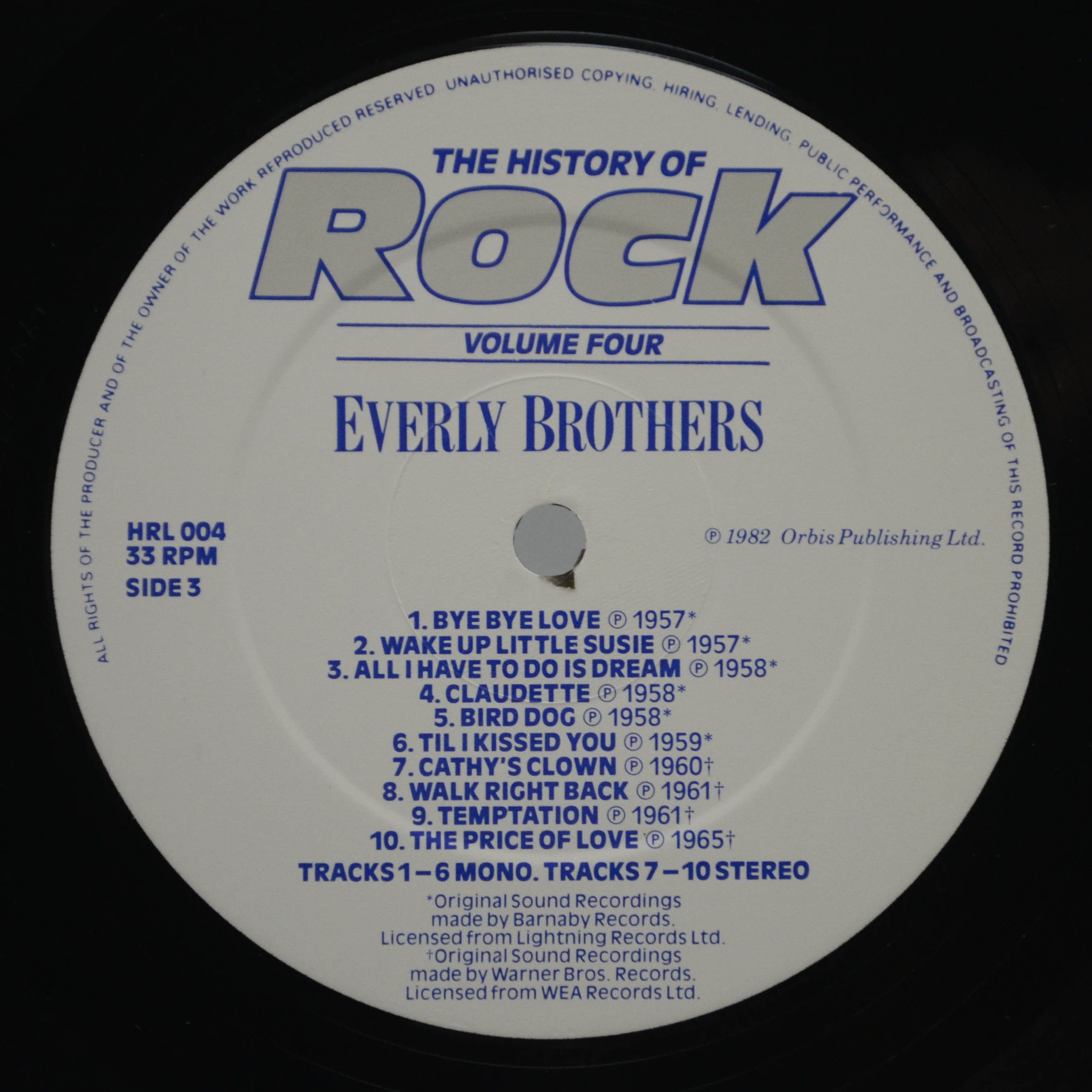 Chuck Berry / Gene Vincent / Everly Brothers / Sam Cooke — The History Of Rock (Volume Four) (2LP, UK), 1982