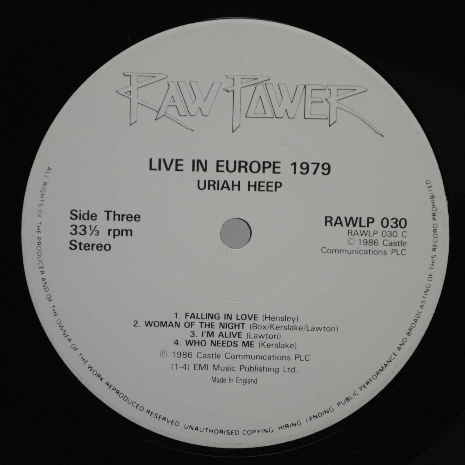 Uriah Heep — Live In Europe 1979 (2LP, UK), 1986