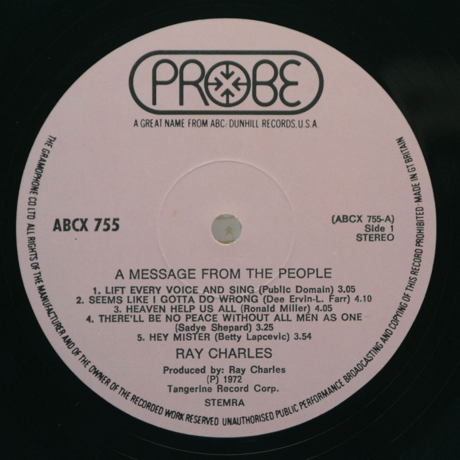Ray Charles — A Message From The People, 1972