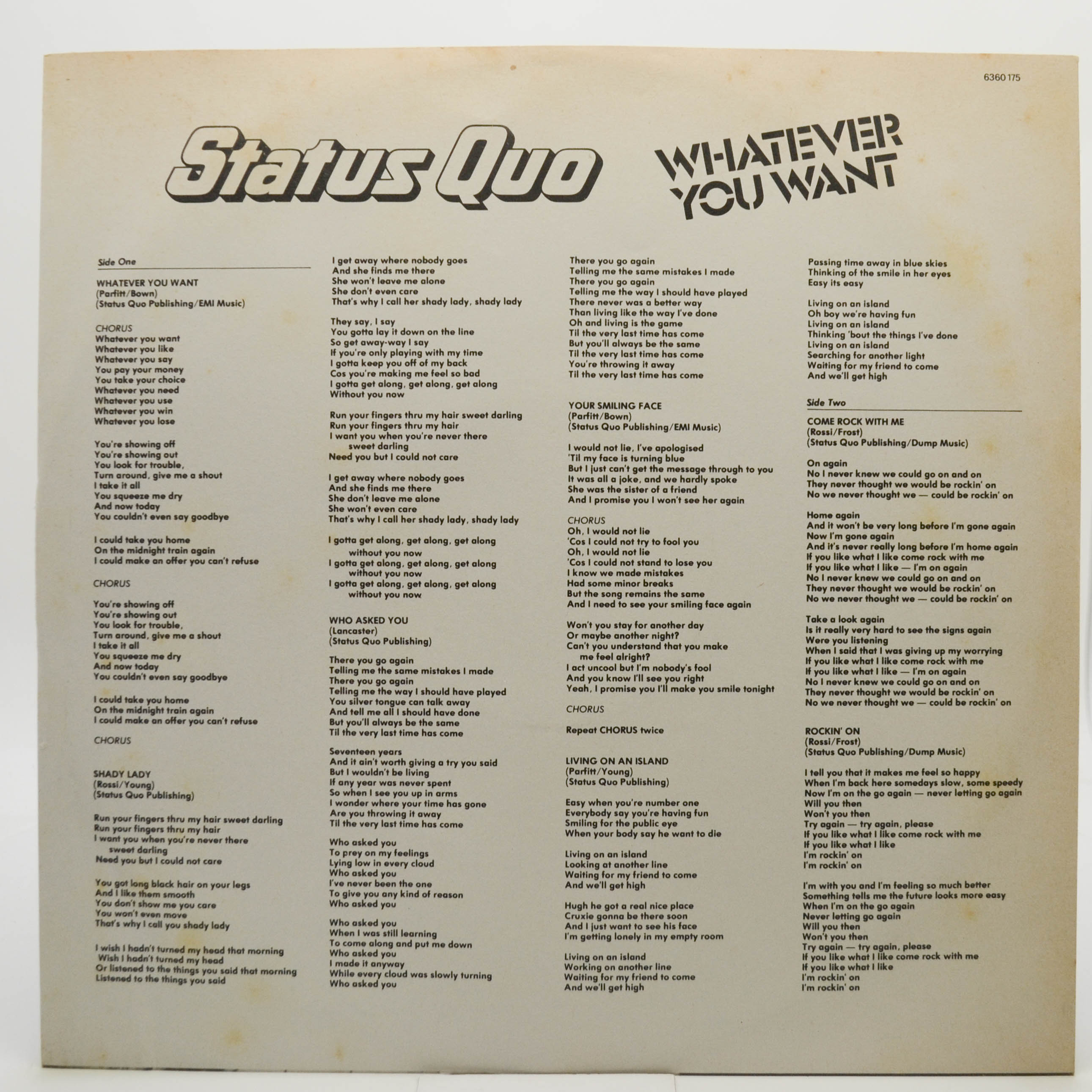 Status Quo — Whatever You Want, 1979