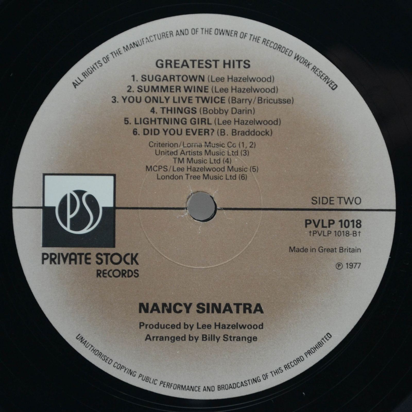 Nancy Sinatra — Greatest Hits, 1977