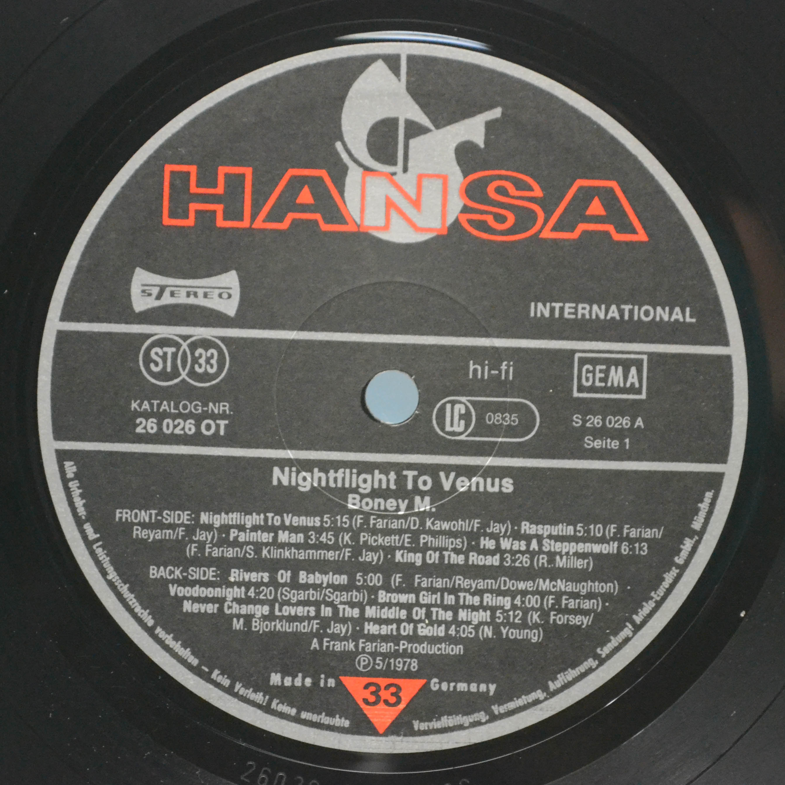 Boney M. — Nightflight To Venus (postcards), 1978