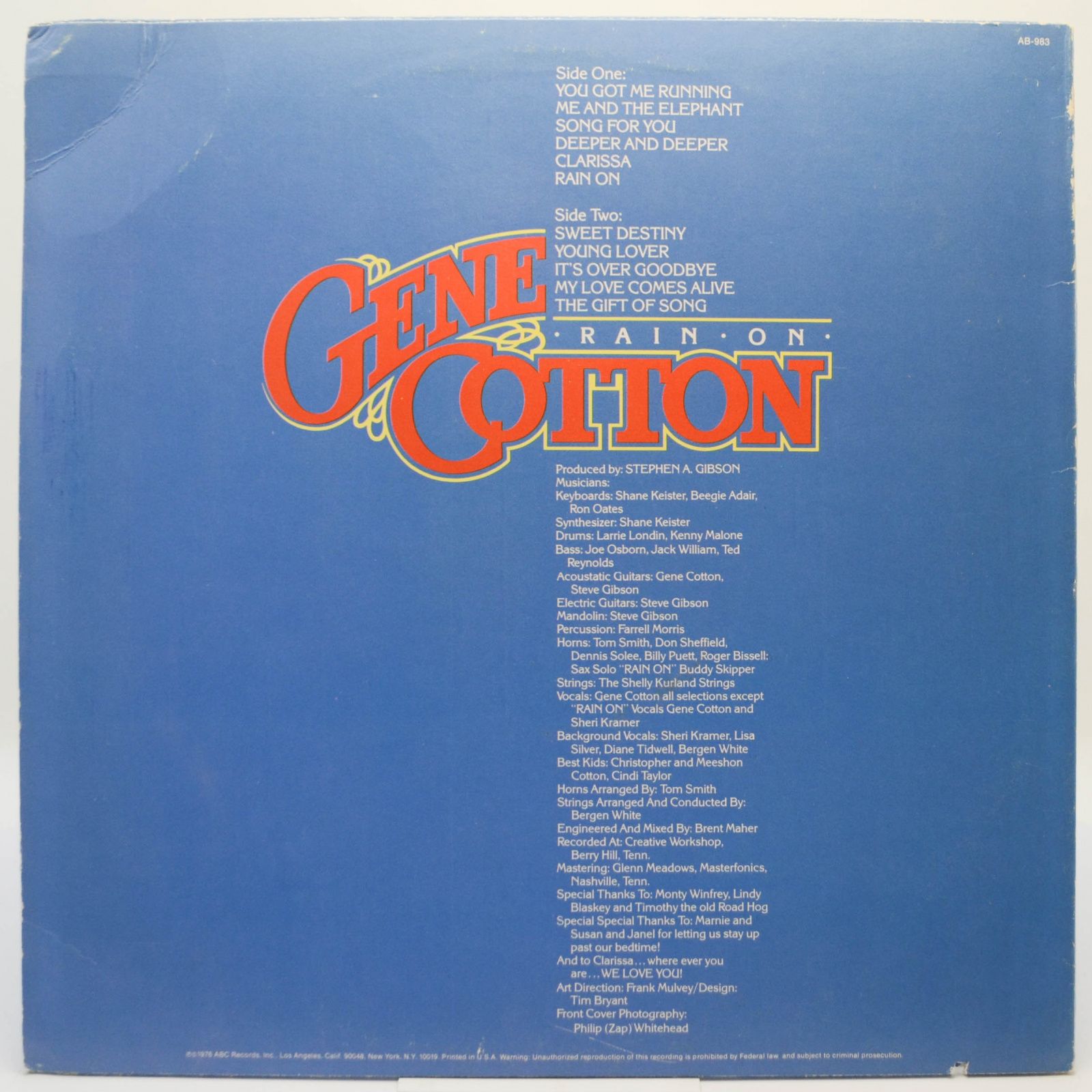 Gene Cotton — Rain On (USA), 1976