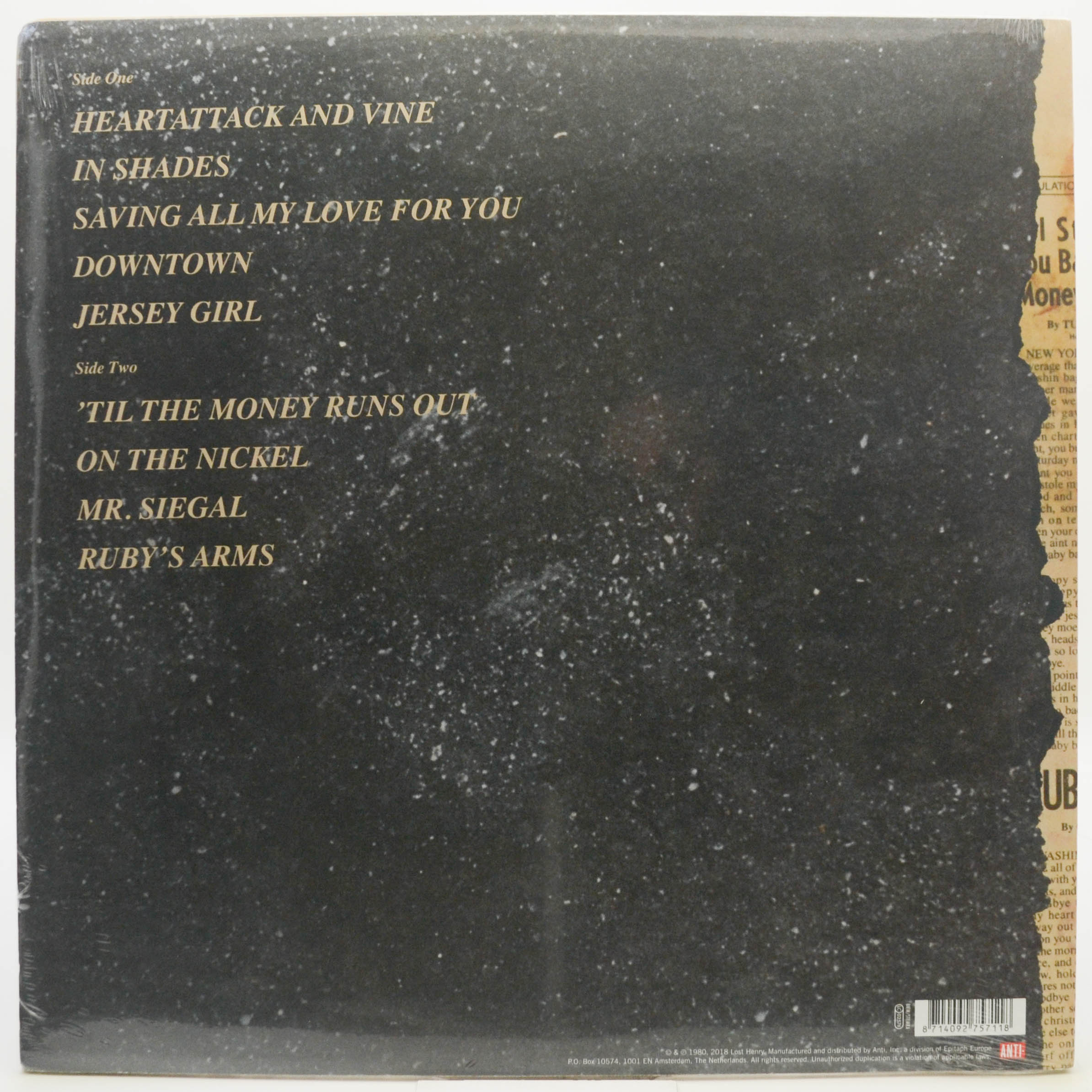Виниловая пластинка Tom Waits — Heartattack And Vine, 1980