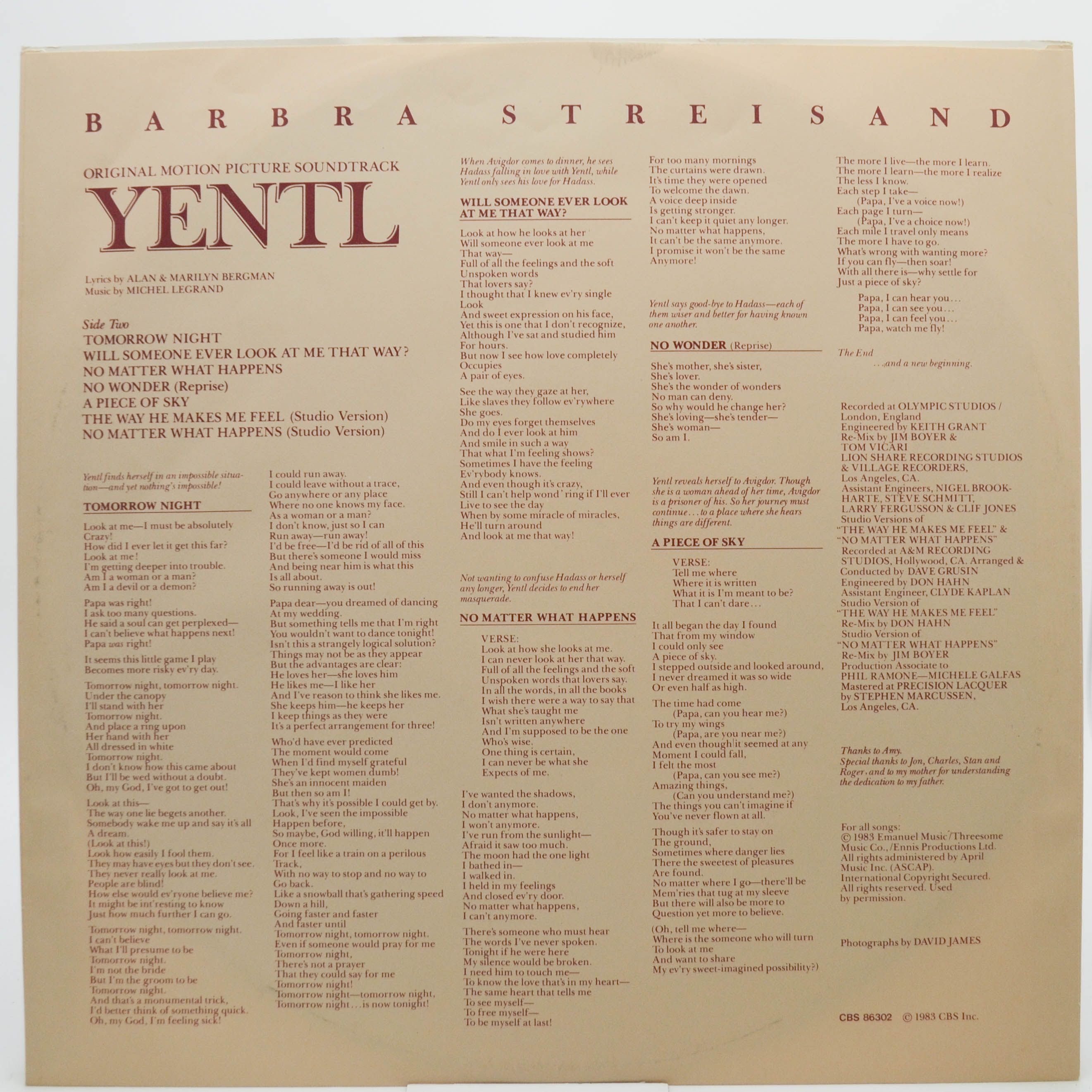 Barbra Streisand — Yentl (Original Motion Picture Soundtrack), 1983