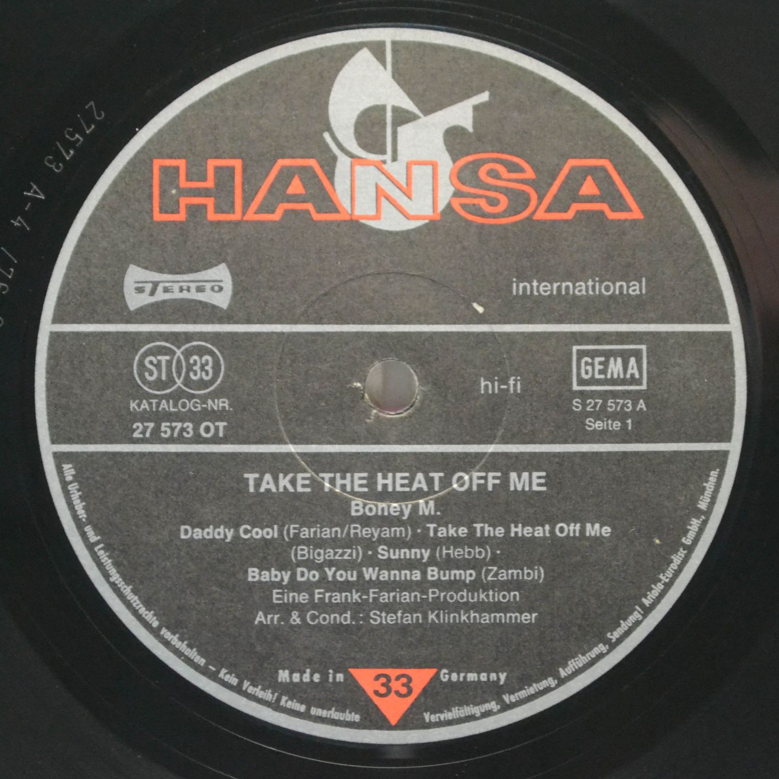 Boney M. — Take The Heat Off Me, 1976