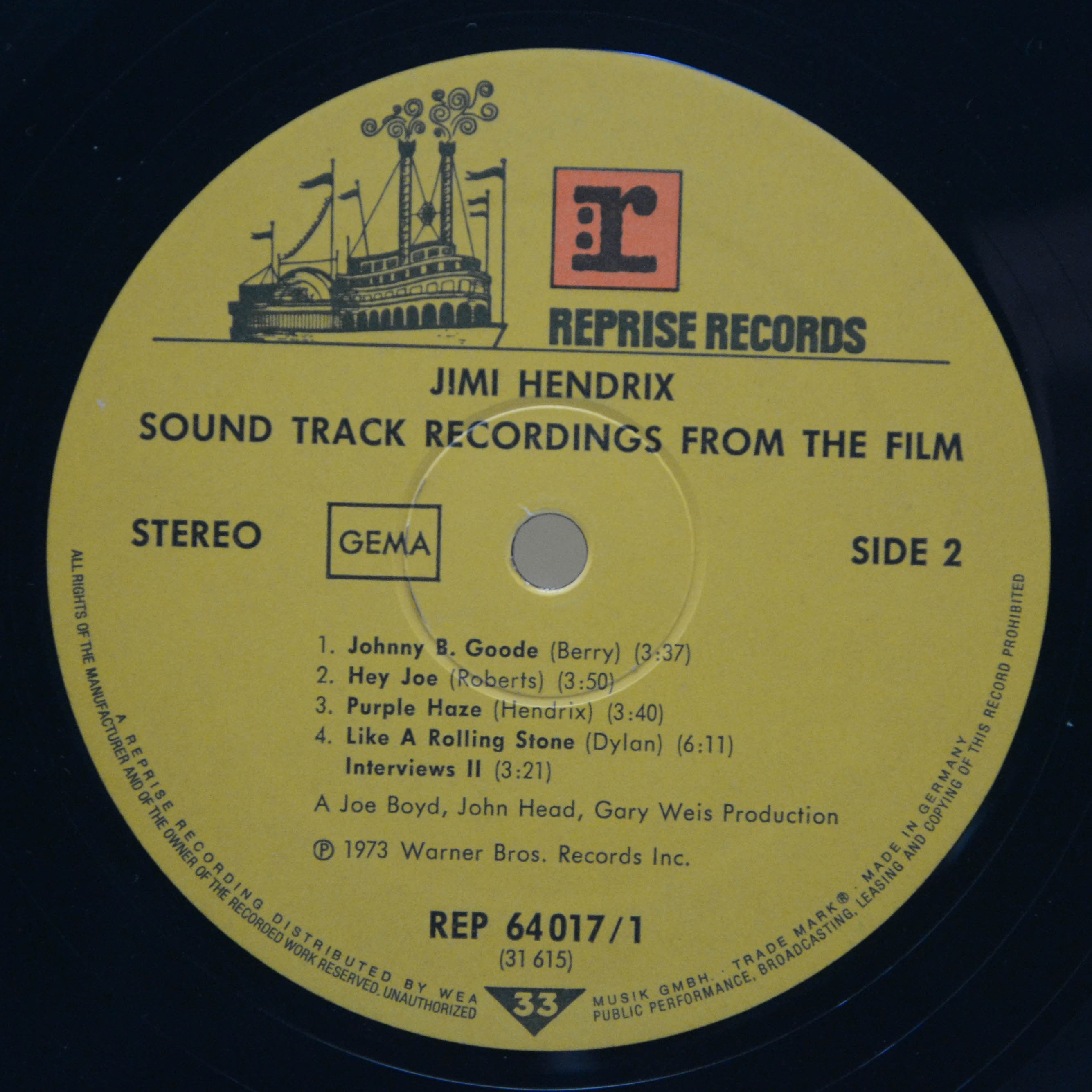 Jimi Hendrix — Sound Track Recordings From The Film "Jimi Hendrix" (2LP), 1973