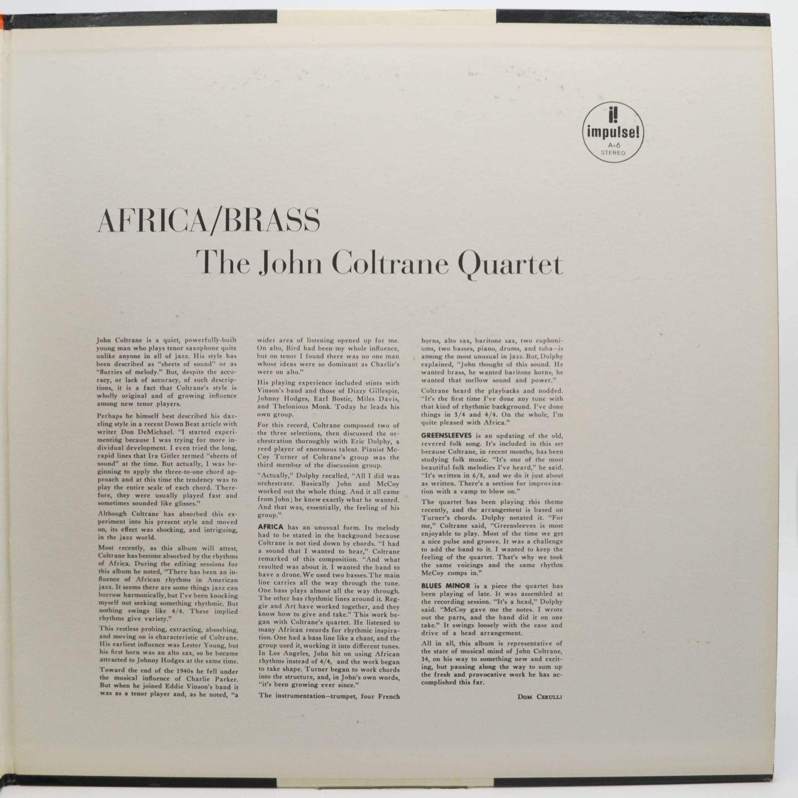 John Coltrane Quartet — Africa / Brass (USA), 1961