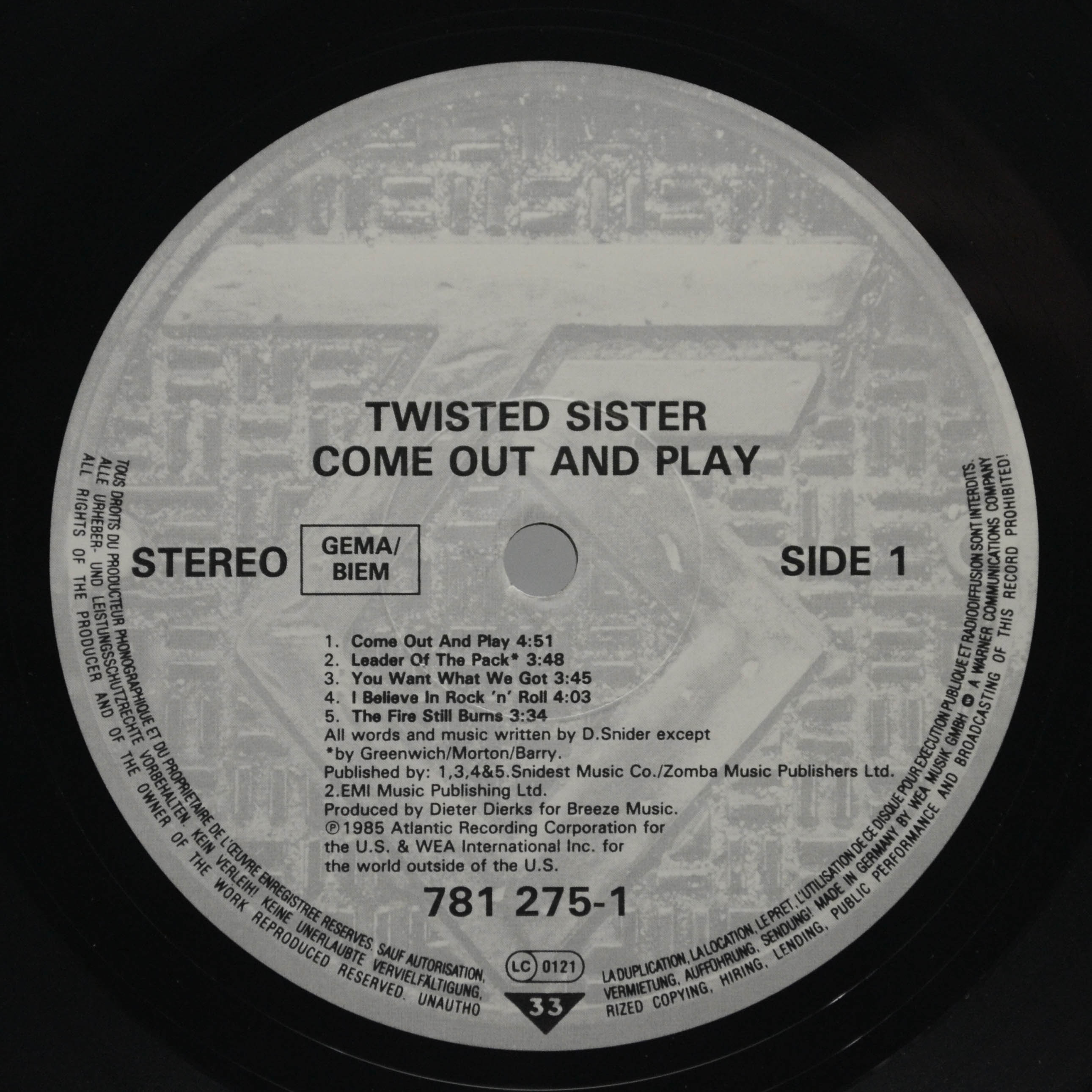 Twisted Sister — Come Out And Play, 1985
