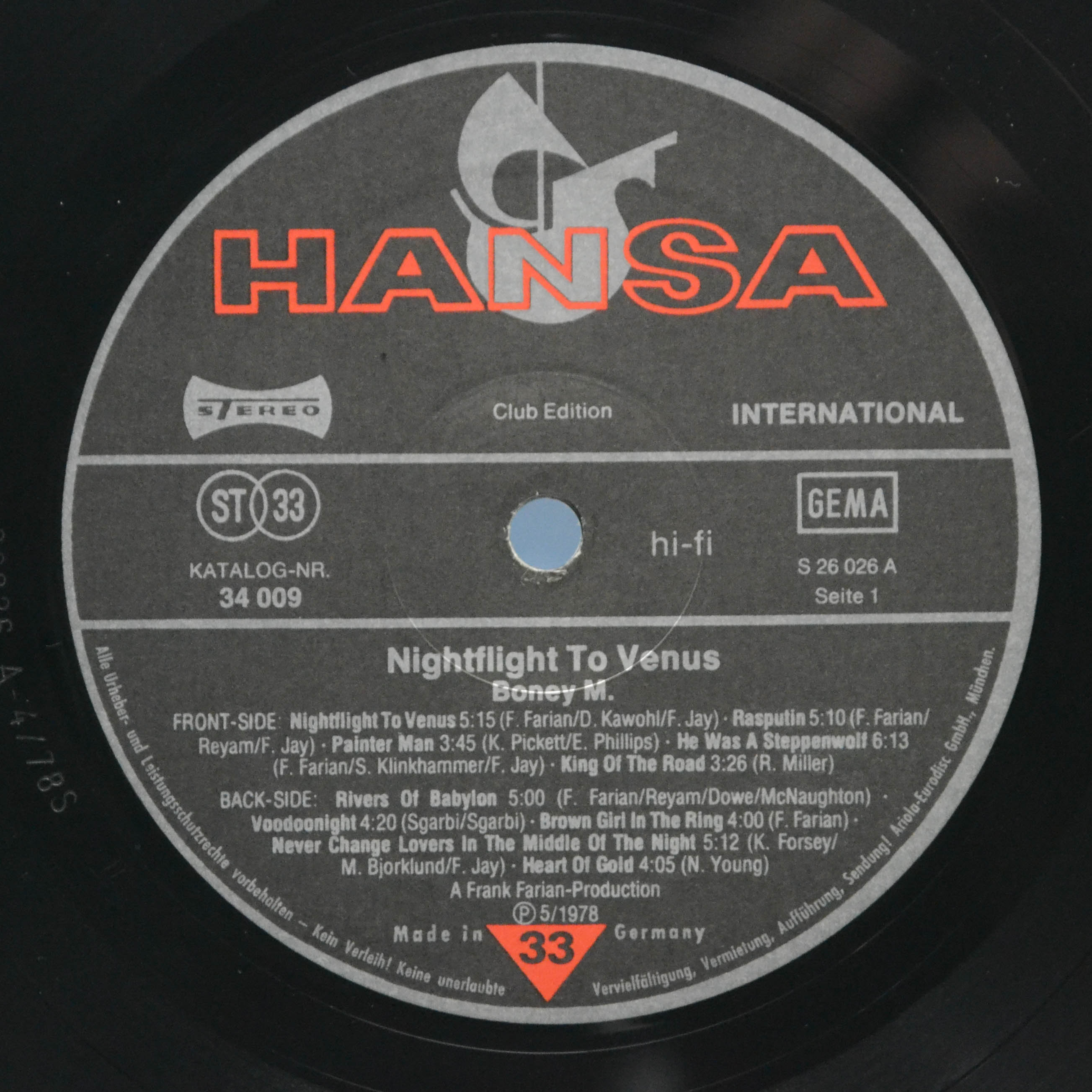 Boney M. — Nightflight To Venus (postcards), 1978