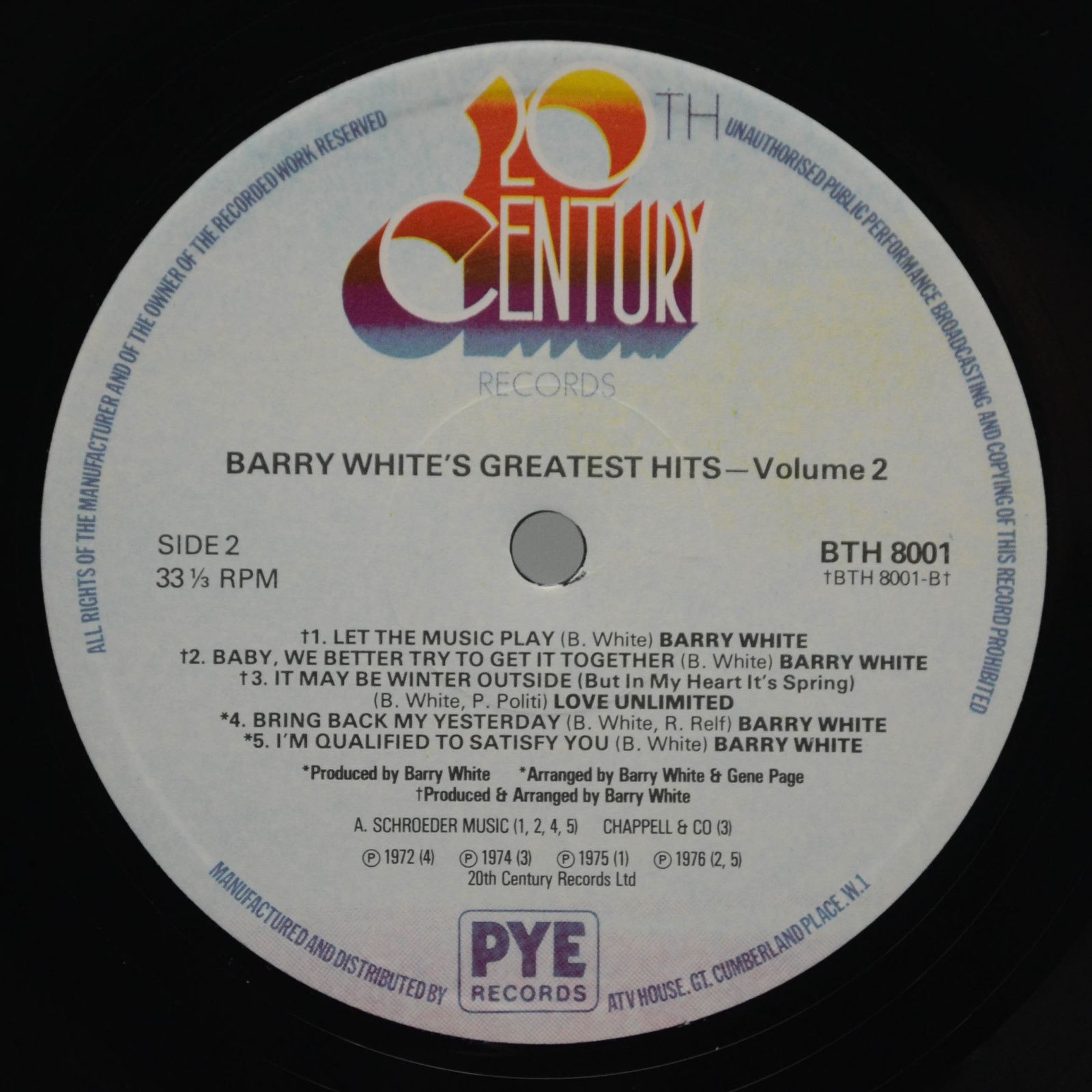 Barry White — Greatest Hits Volume Two (UK), 1977