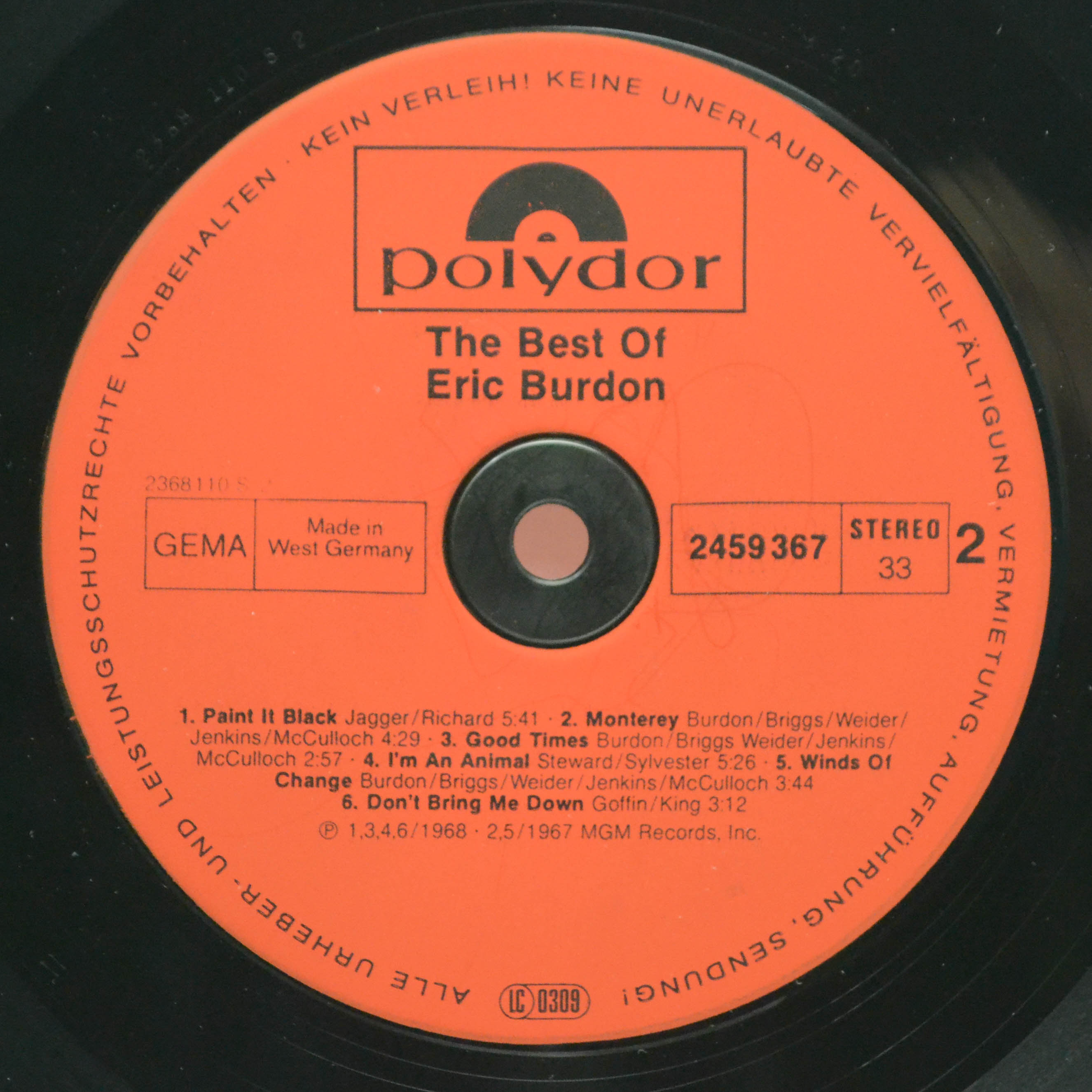 Eric Burdon — The Best Of Eric Burdon, 1968
