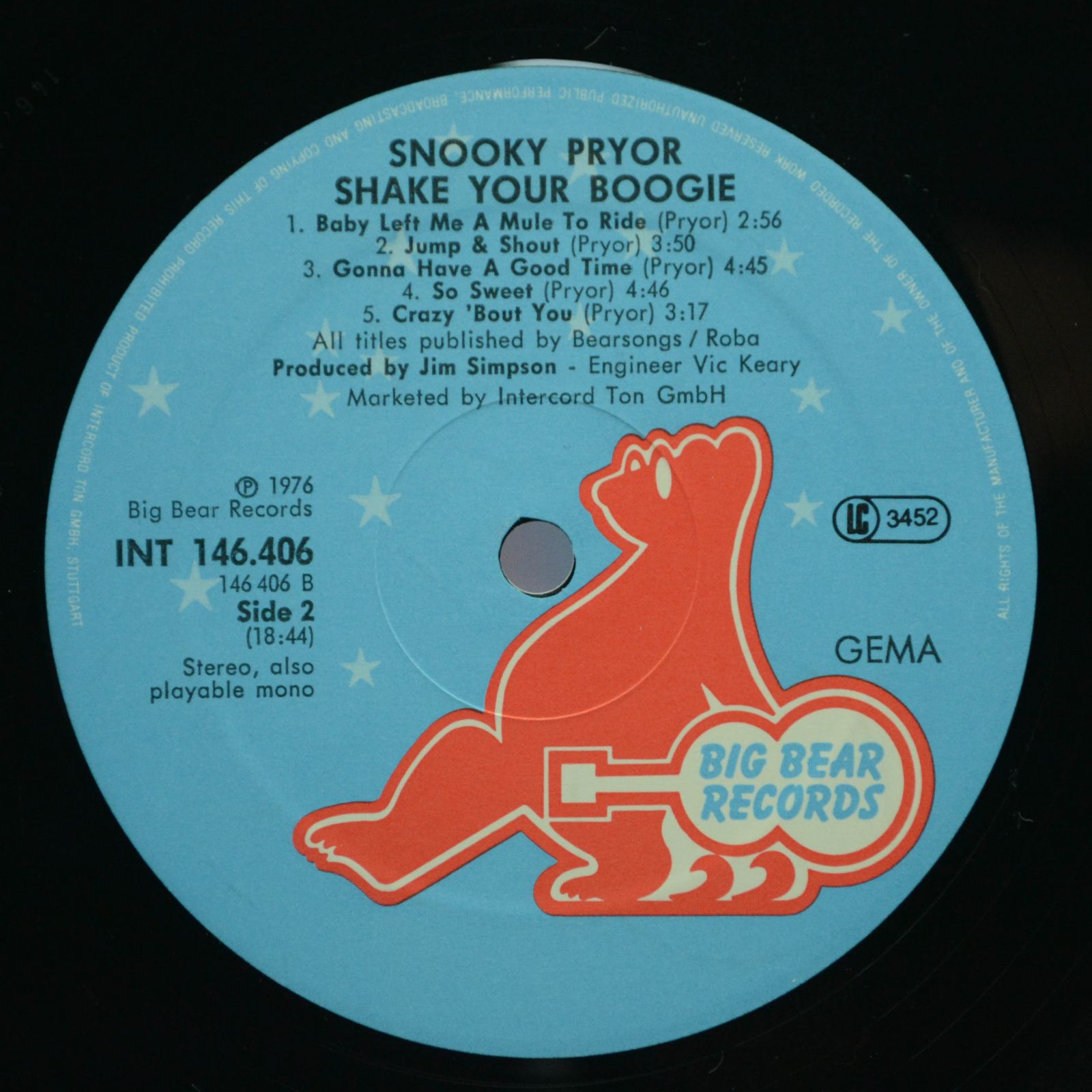 Snooky Prior — Shake Your Boogie, 1976