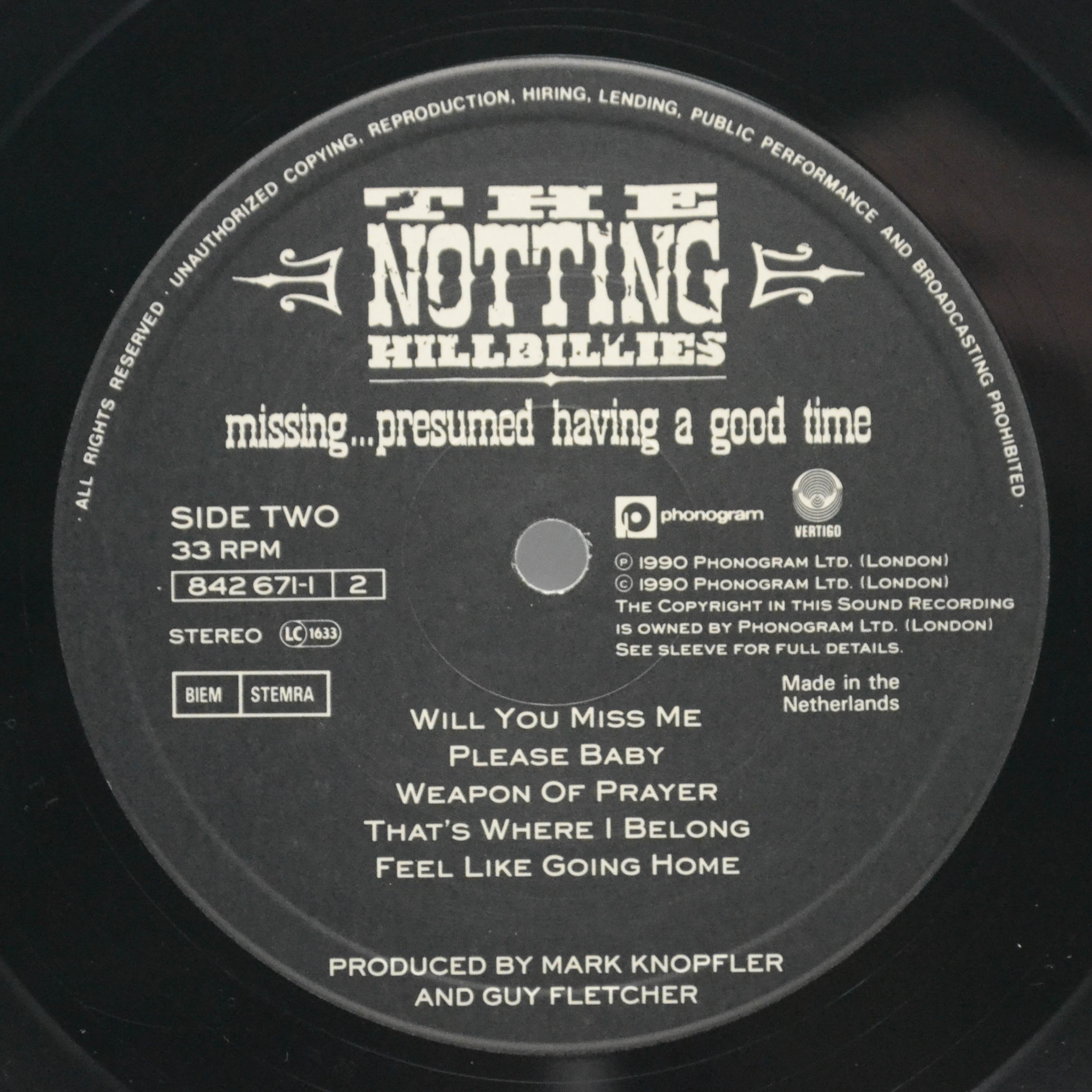 Notting Hillbillies — Missing...Presumed Having A Good Time, 1990